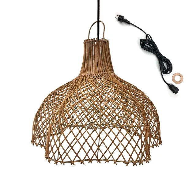 Red Deco Lampe filaire ARIA OUTDOOR CABLE suspension rotin 5m