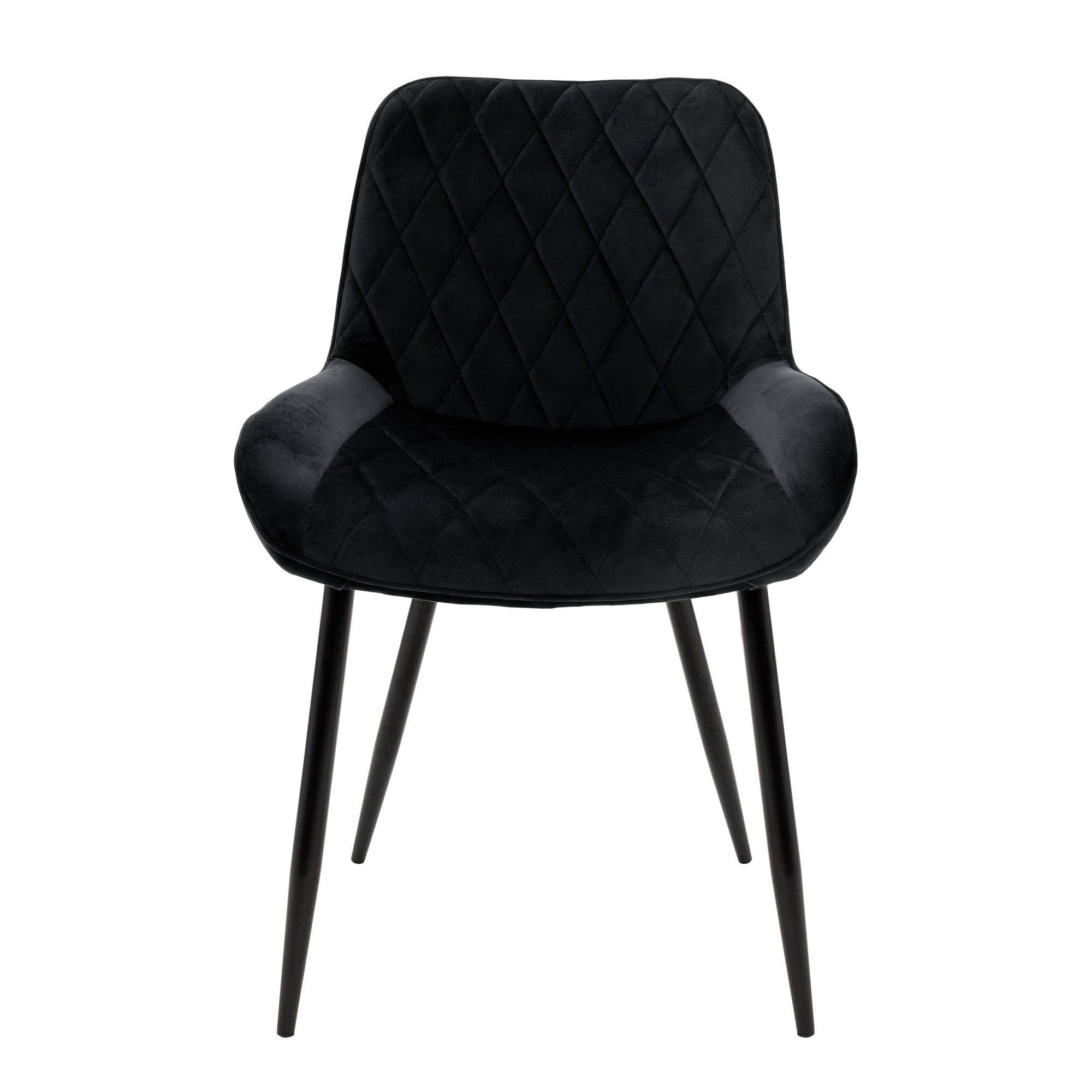 ML-Design Chaise salle à manger velours noir matelassé lot 2