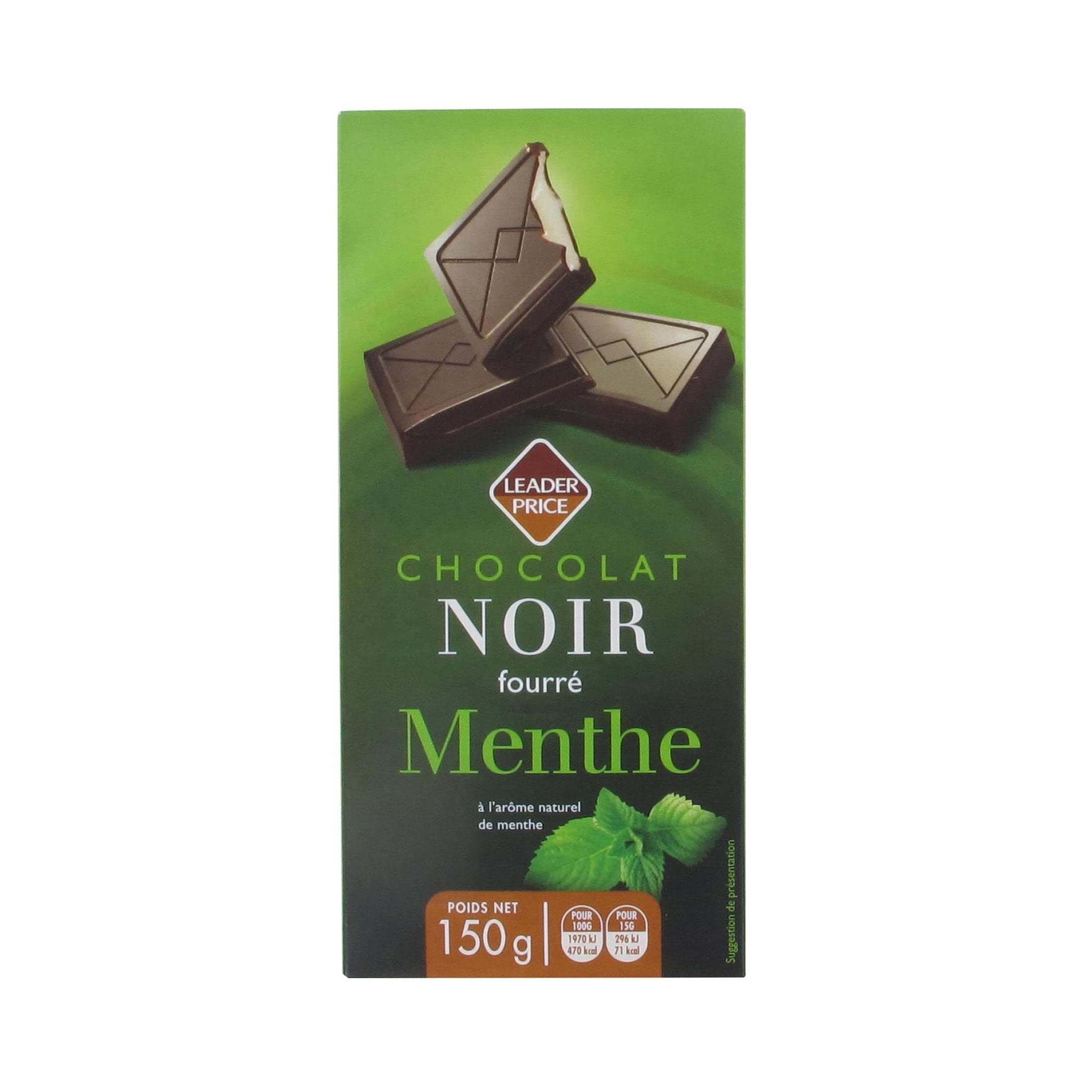Leader Price Chocolats Chocolat Noir Fourré Menthe 150g Lot 8
