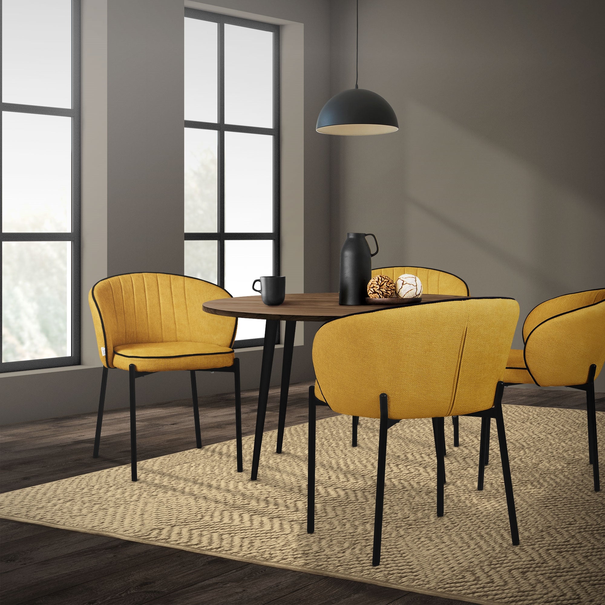 ECD Germany Möbel lot 2 chaises moutarde pieds métal