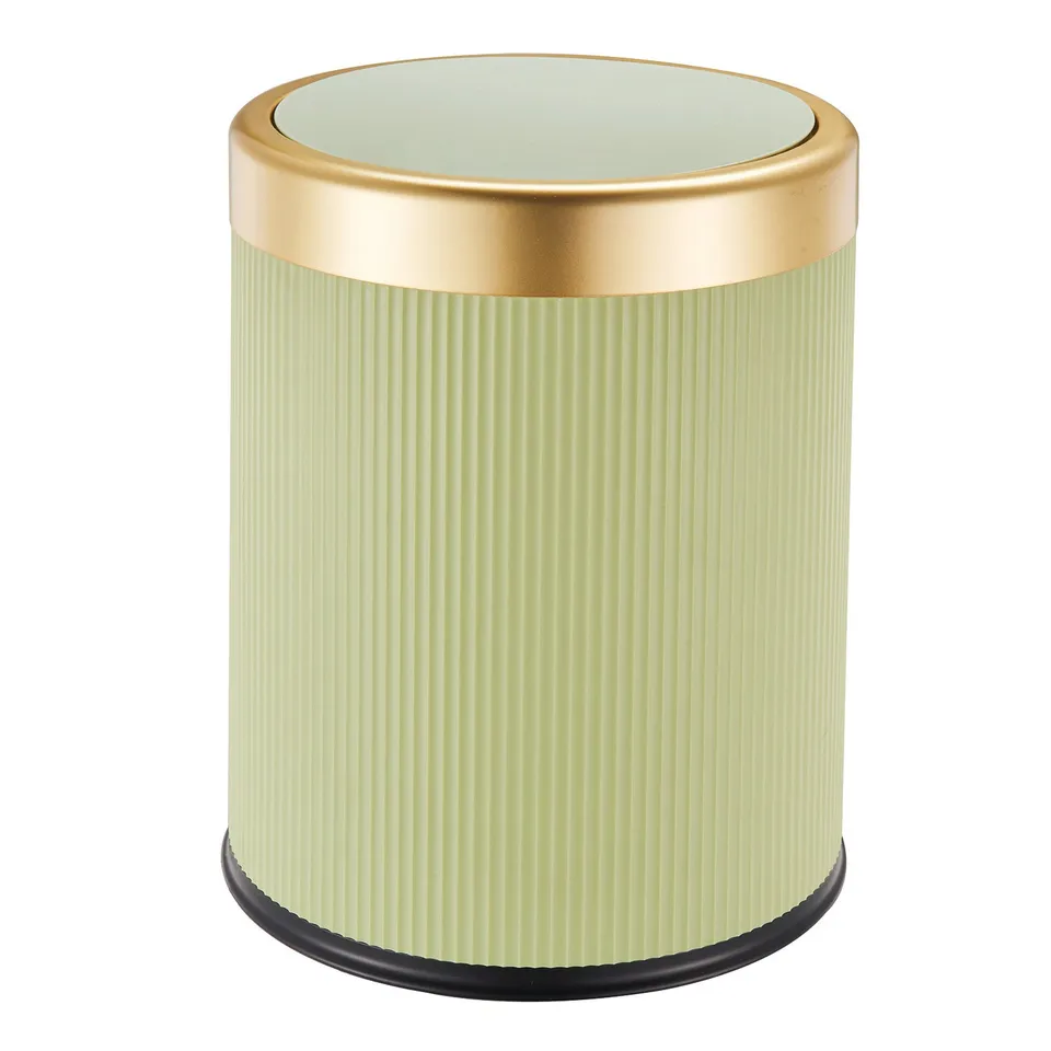 Red Deco Glint poubelle plastique 8L vert et or push