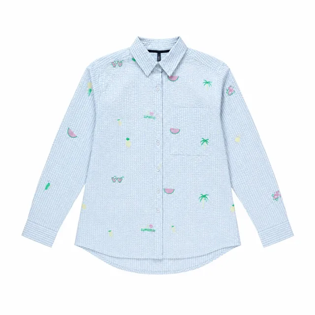 Stokomani Mode Chemise broderies bleu taille 36