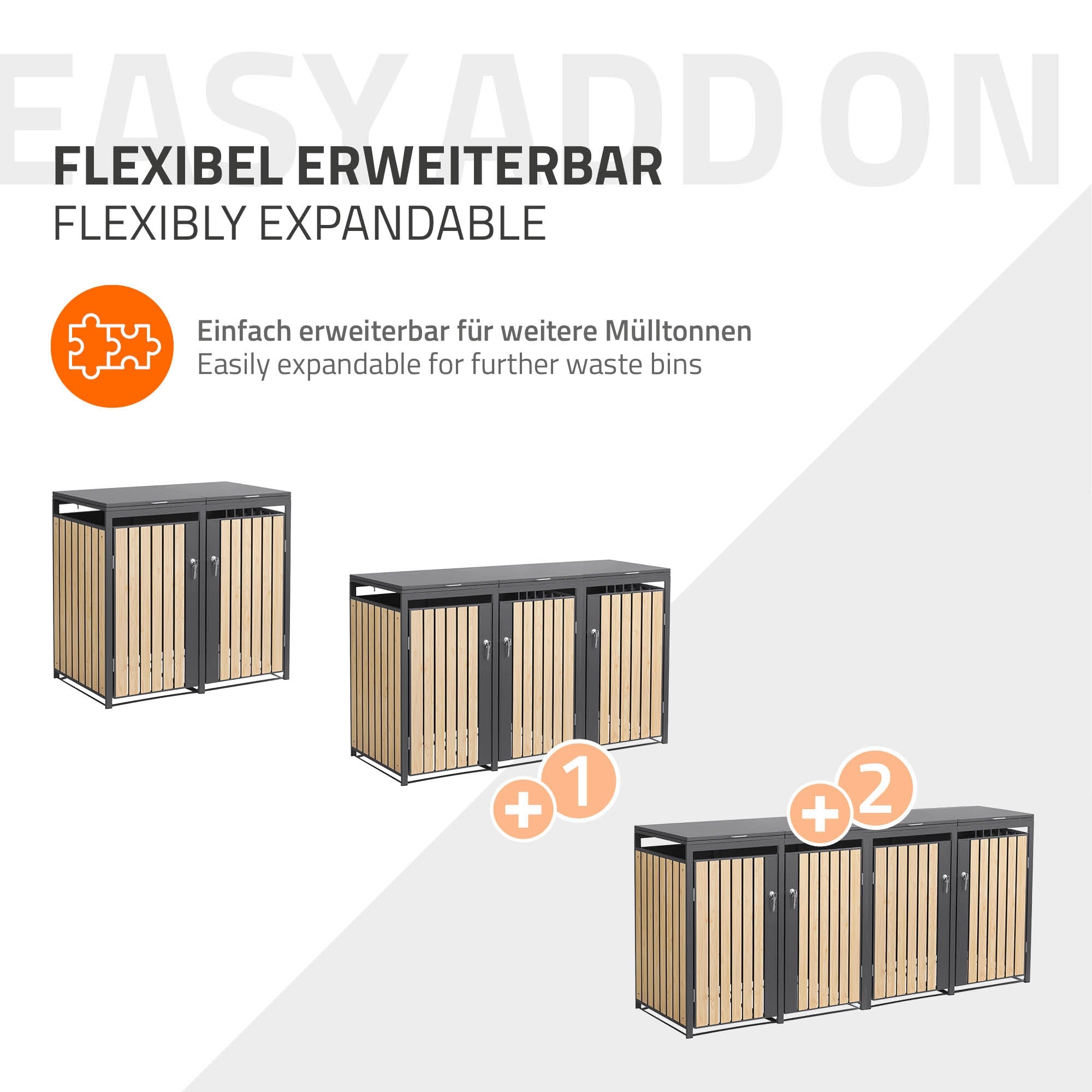 ECD Germany Garten cache poubelle double 2x240L mélèze acier