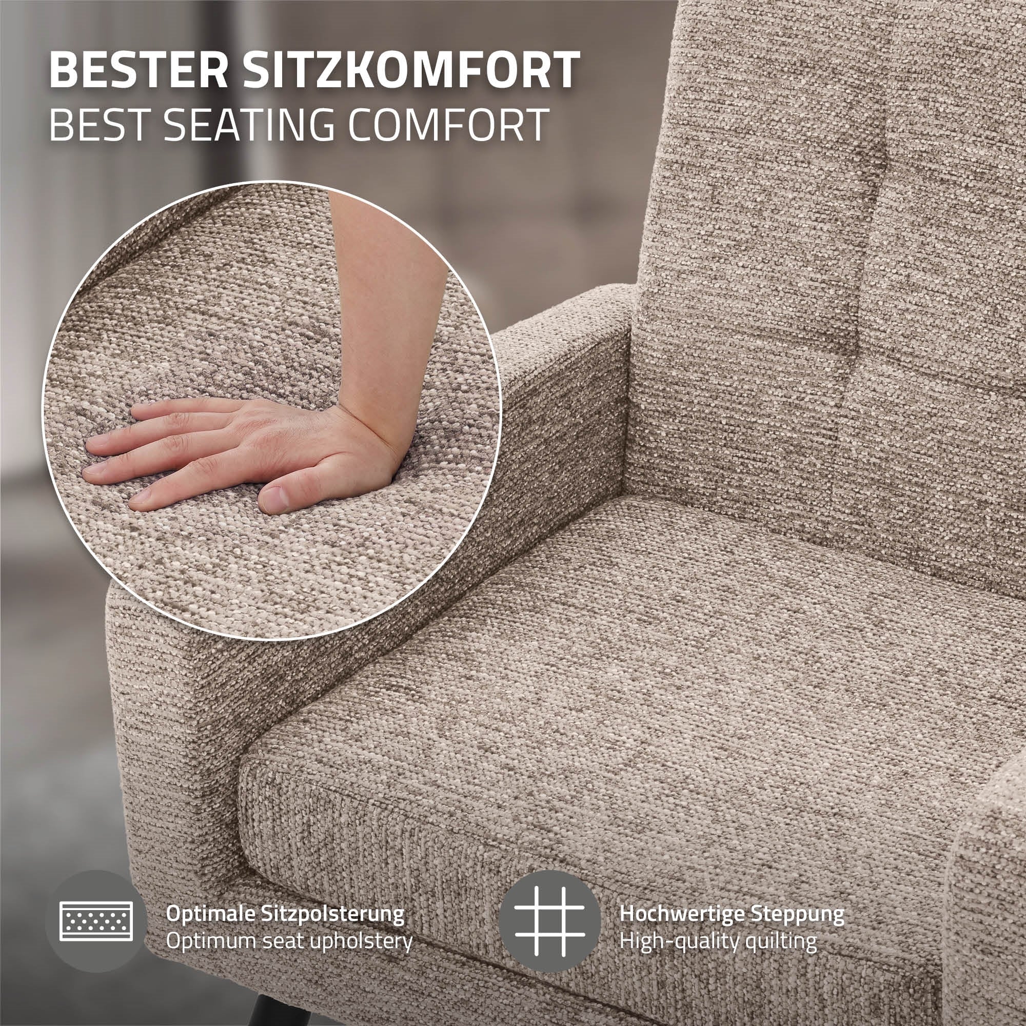 ECD Germany Möbel fauteuil marron tissu 66,5x80x63,5 cm acier
