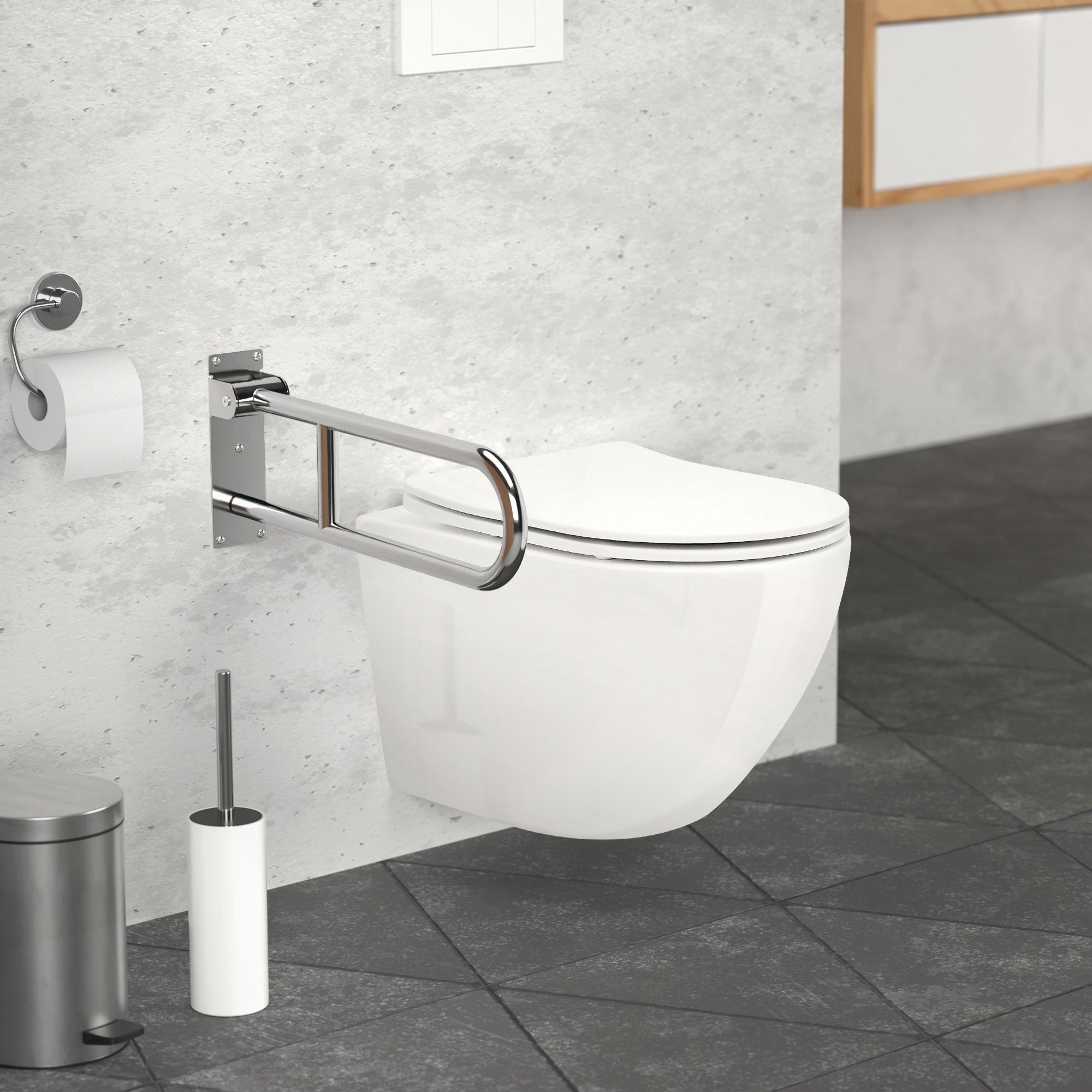 ML-Design Barre appui WC rabattable inox 60 cm 200 kg