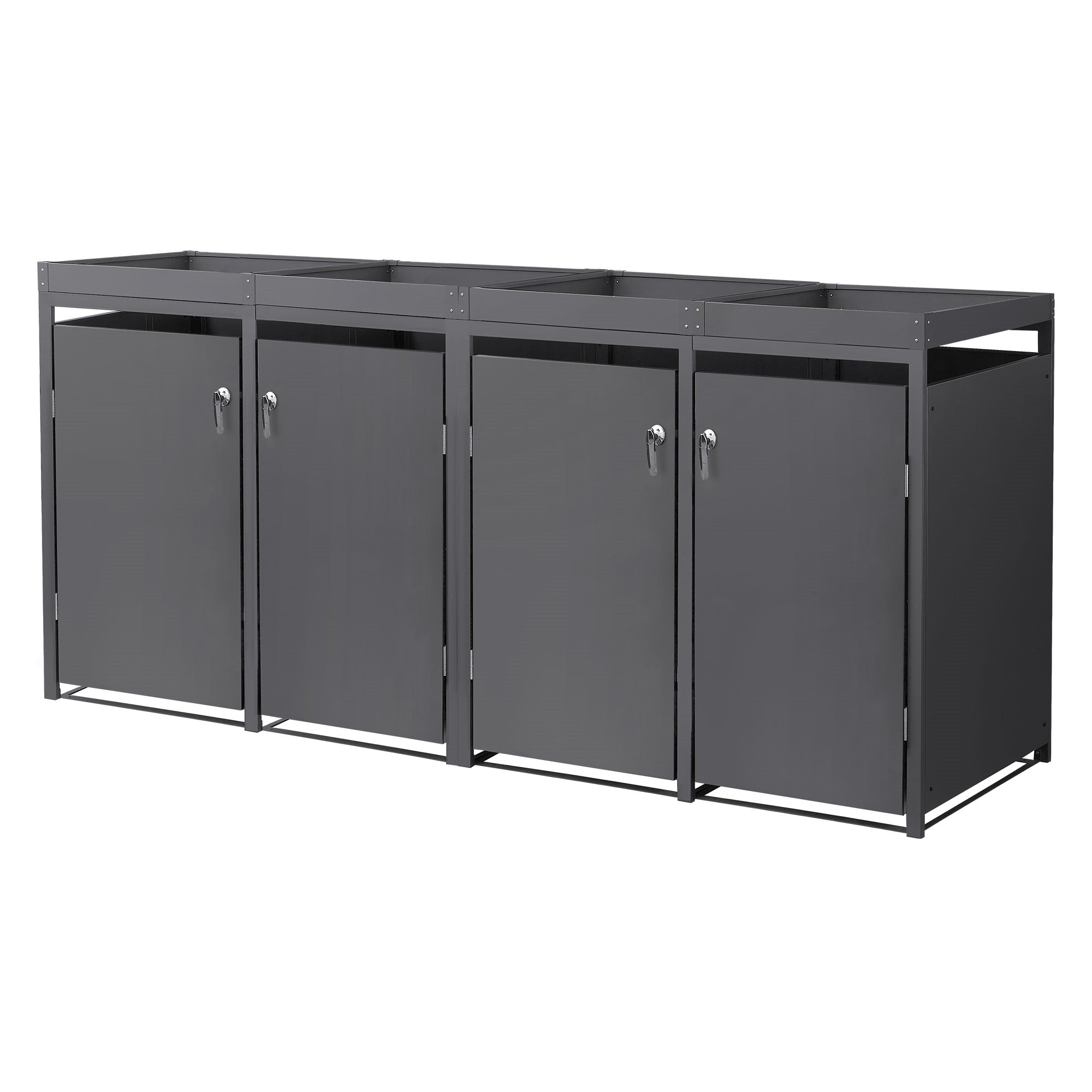 ECD Germany Garten Cache-poubelle 4x240L anthracite acier toit végétal