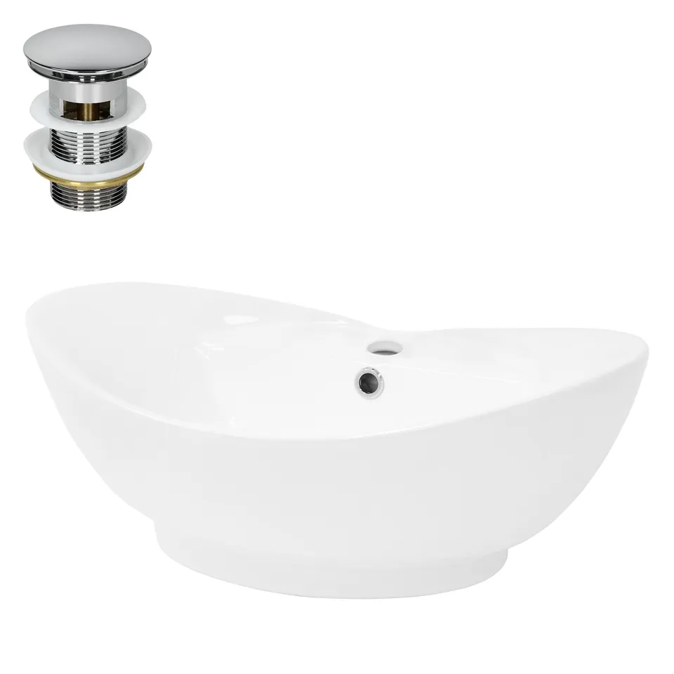 ECD Germany Sanitär LuxeBath lavabo blanc céramique avec bonde