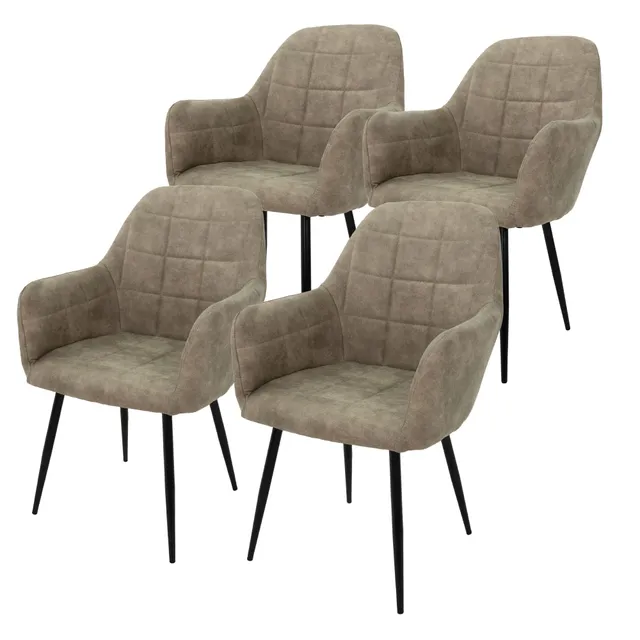 ECD Germany Möbel lot 4 chaises olive simili cuir accoudoirs