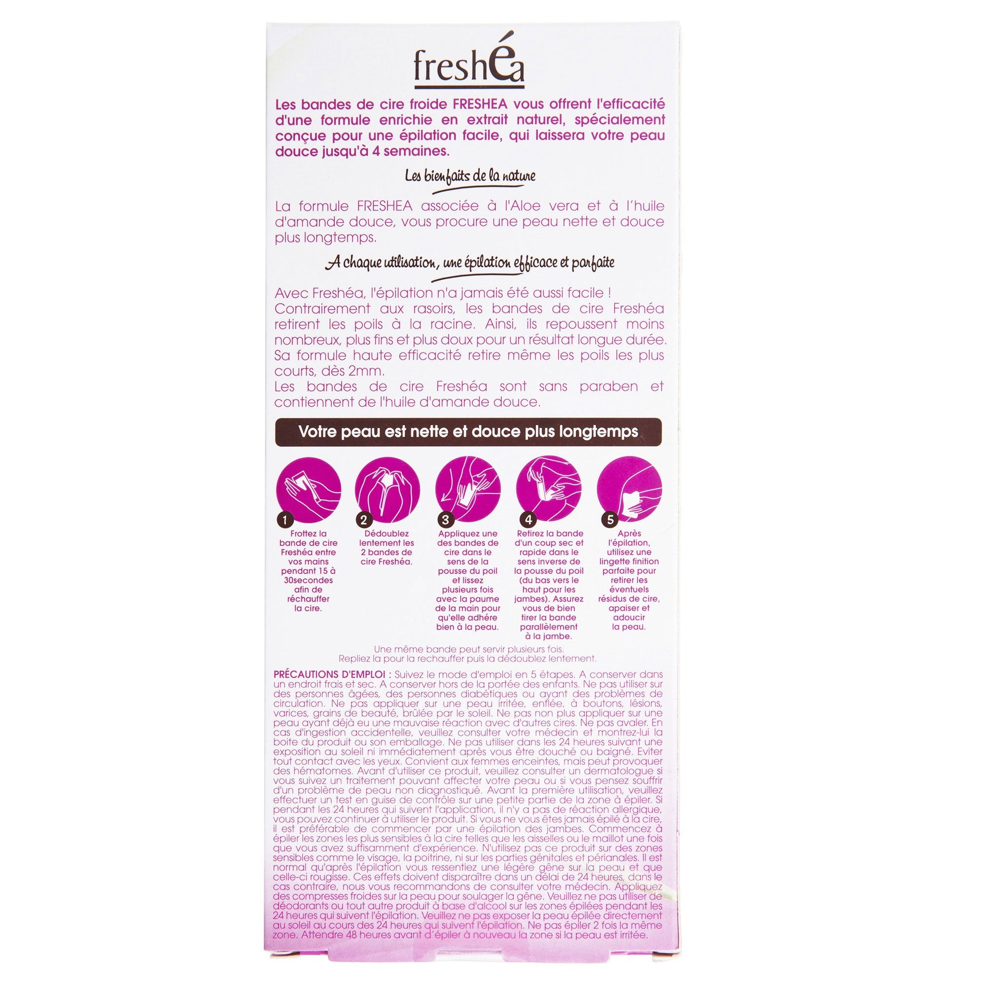 Freshea Kit 40 bandes épilatoires corps cire froide