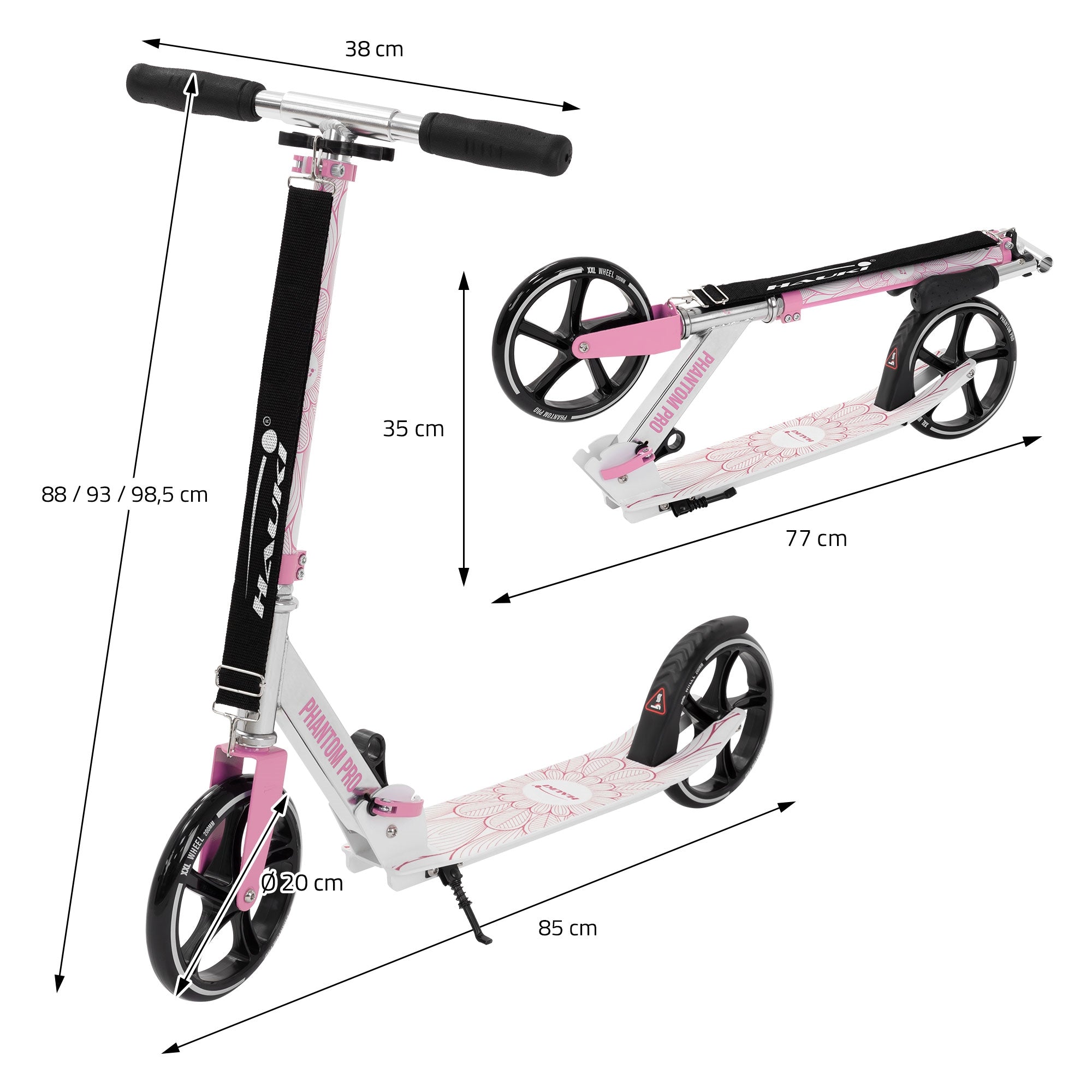 ECD Germany Hauki trottinette rose pliable roues XXL