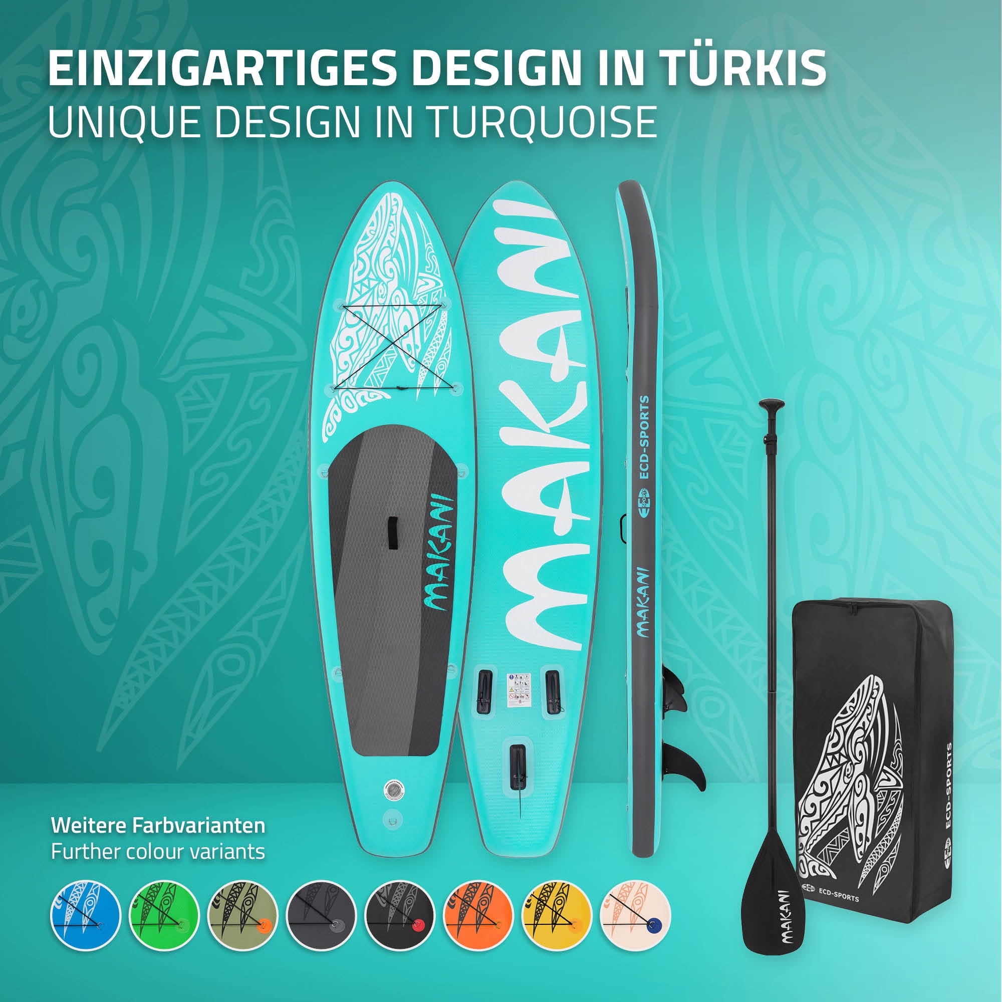 ECD Germany Makani 320 paddle gonflable turquoise 320x80x15