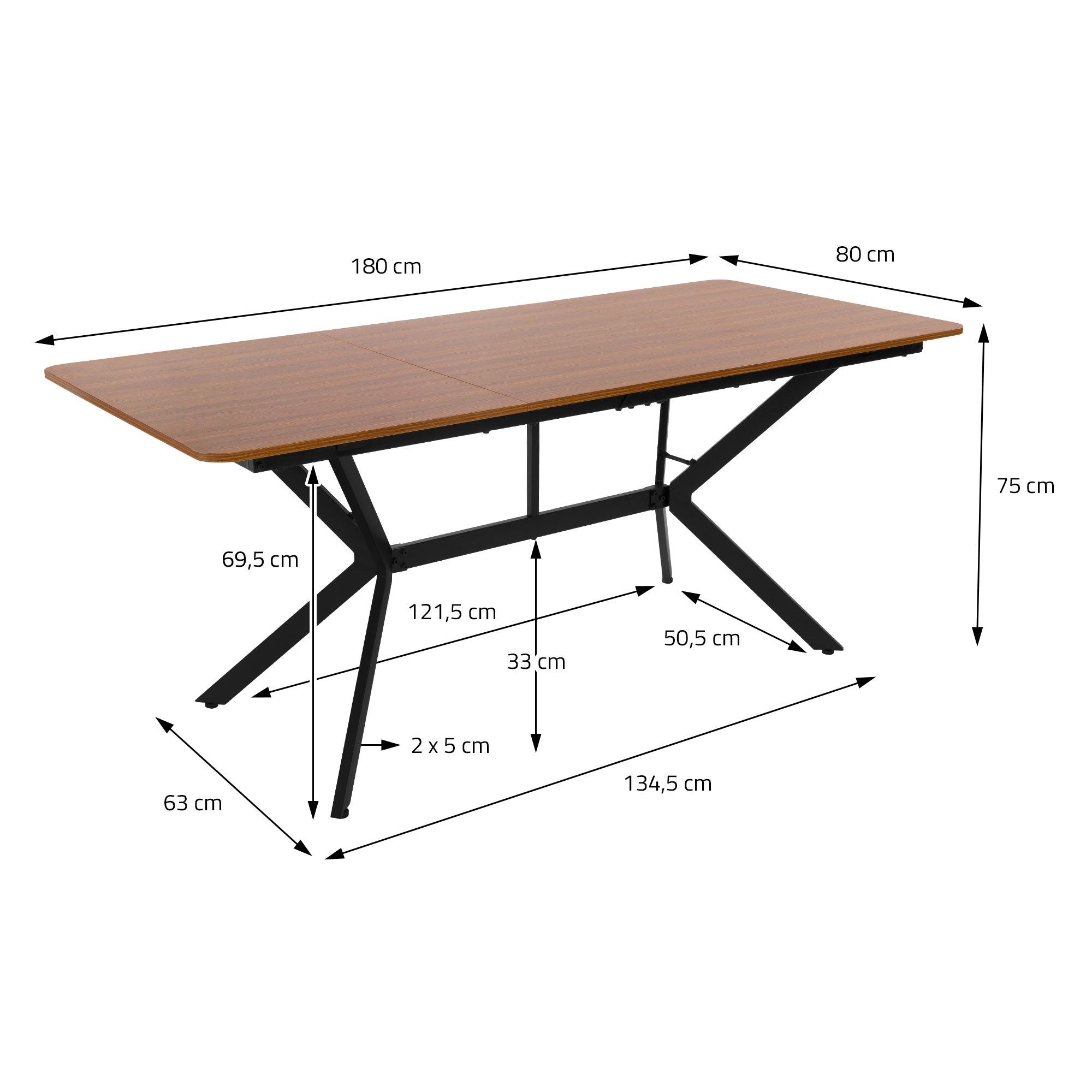 ECD Germany Möbel table à manger bois 180 cm marron foncé