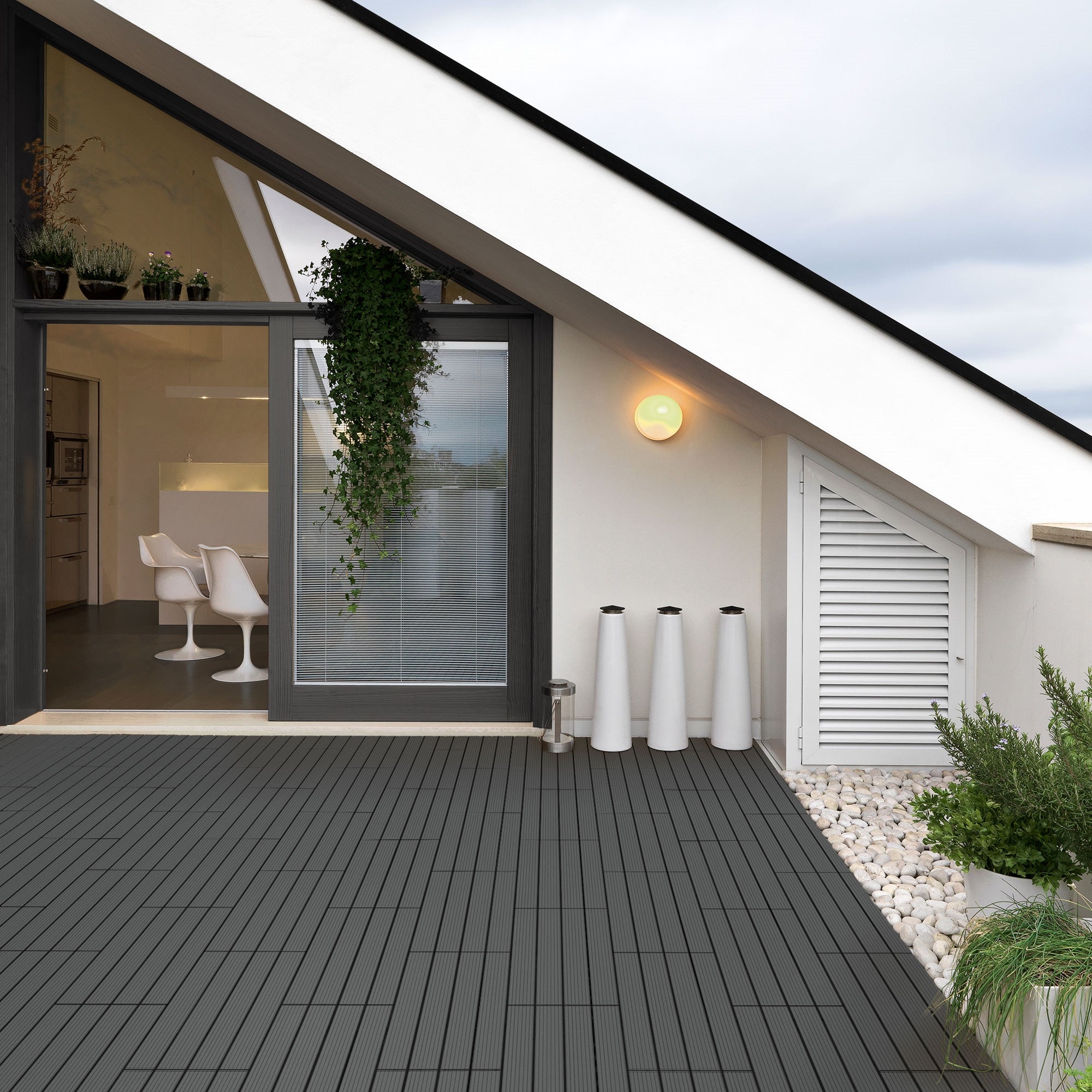 ECD Germany Garten dalles terrasse 60x30 cm anthracite 6 pièces WPC