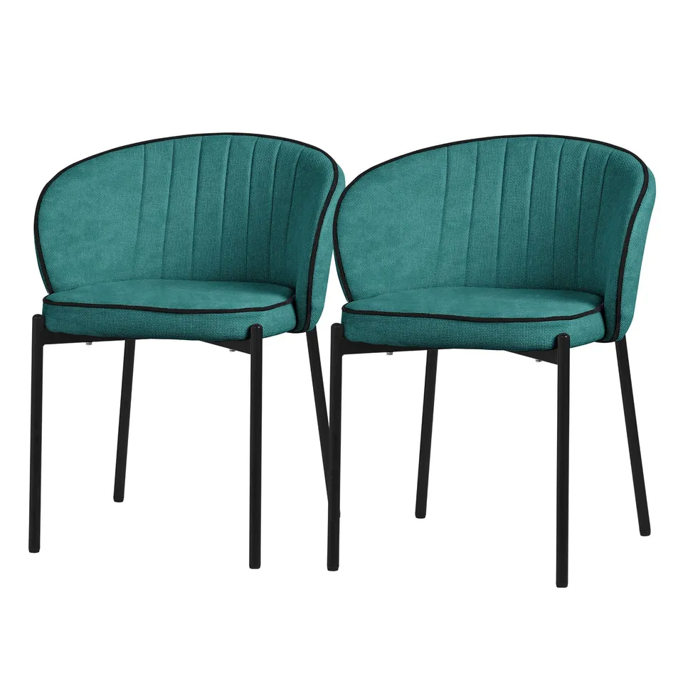 ECD Germany Chaise salle à manger Pétrole Tissu Lot de 2 120 kg