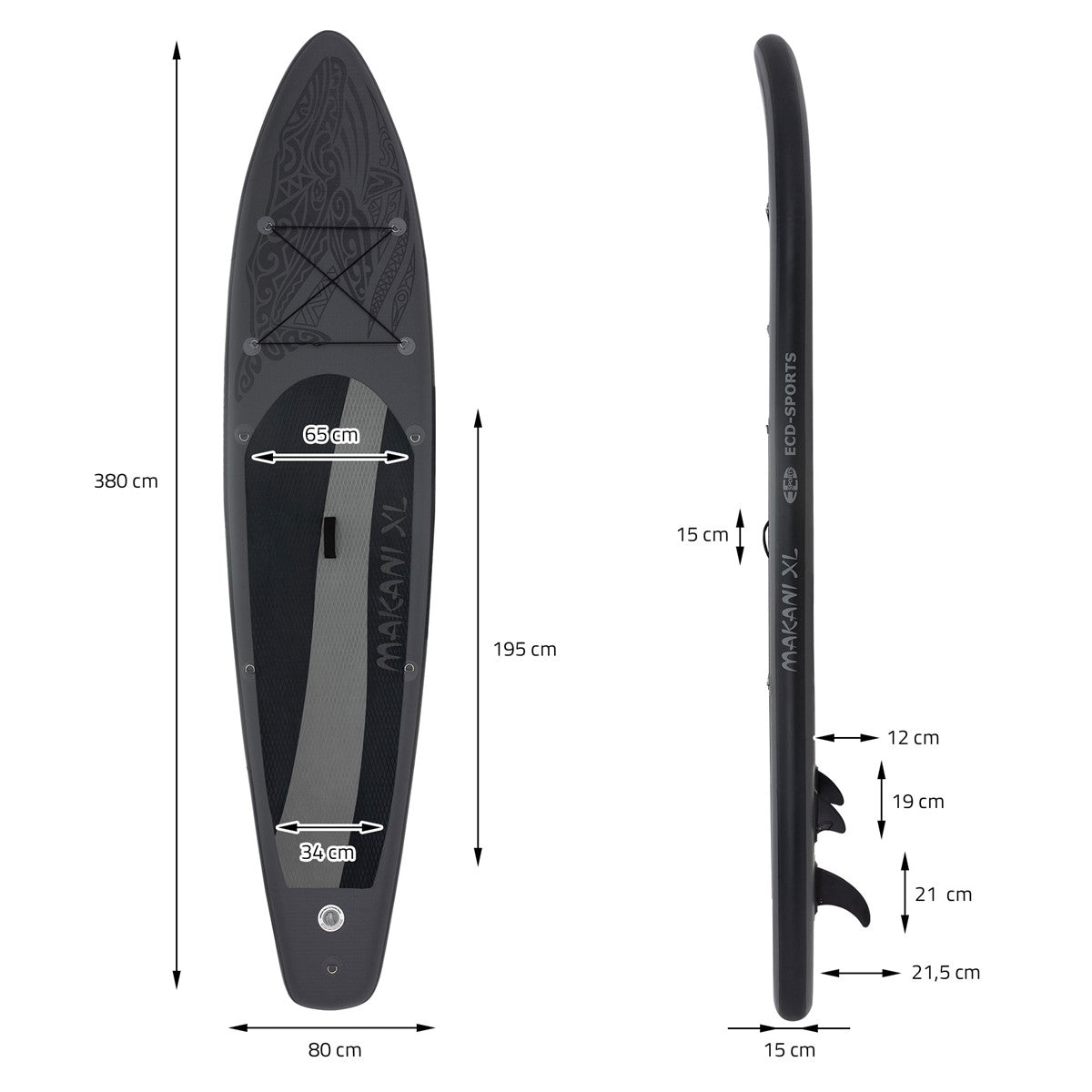 ECD Germany Makani Paddle gonflable noir 380 cm XL