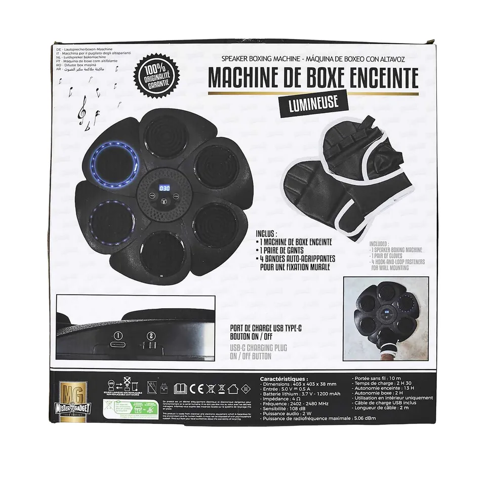 Stokomani Jeux Machine de boxe enceinte 1200 mAh 42 cm