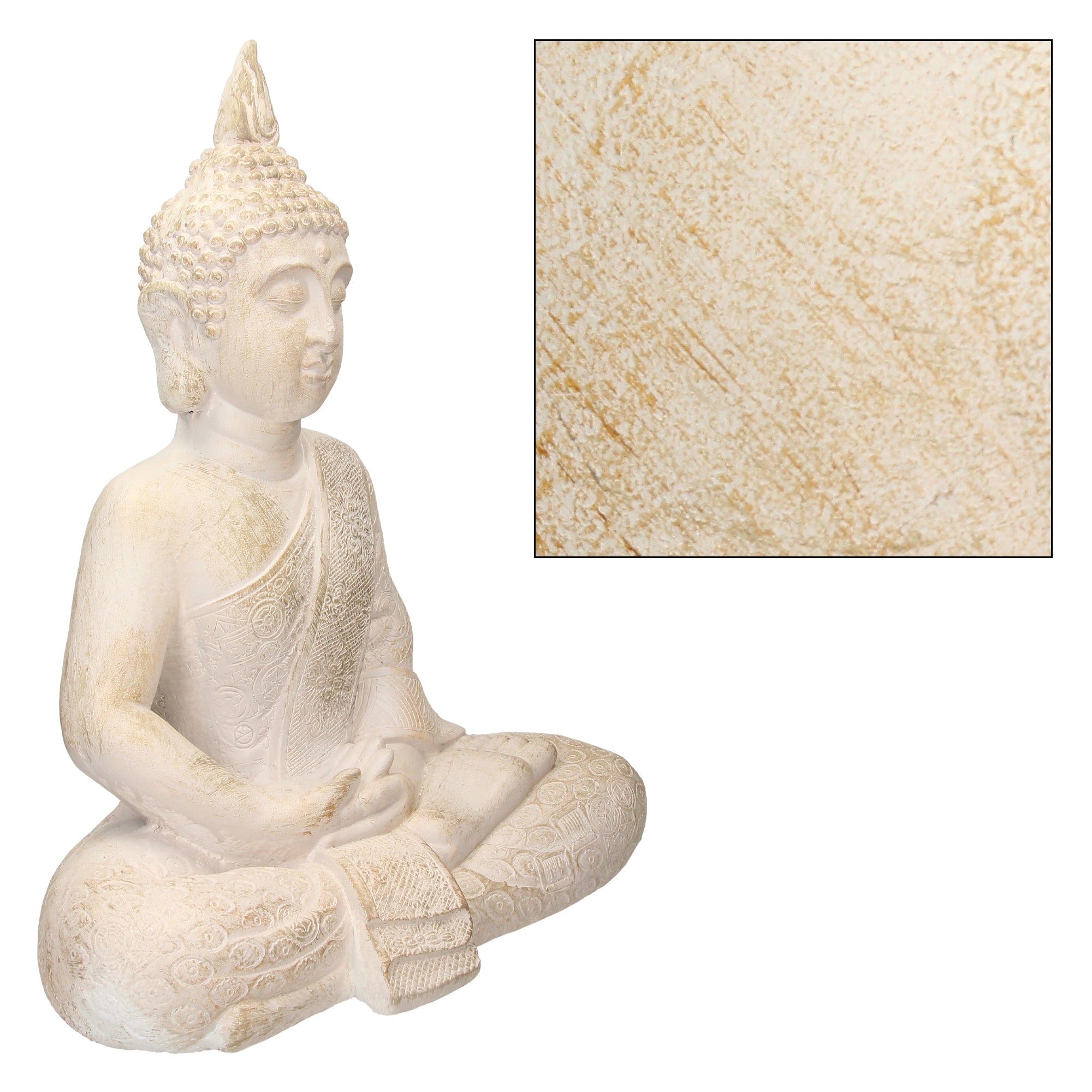 ECD Germany Bouddha statue assise beige-gris 48 cm résine
