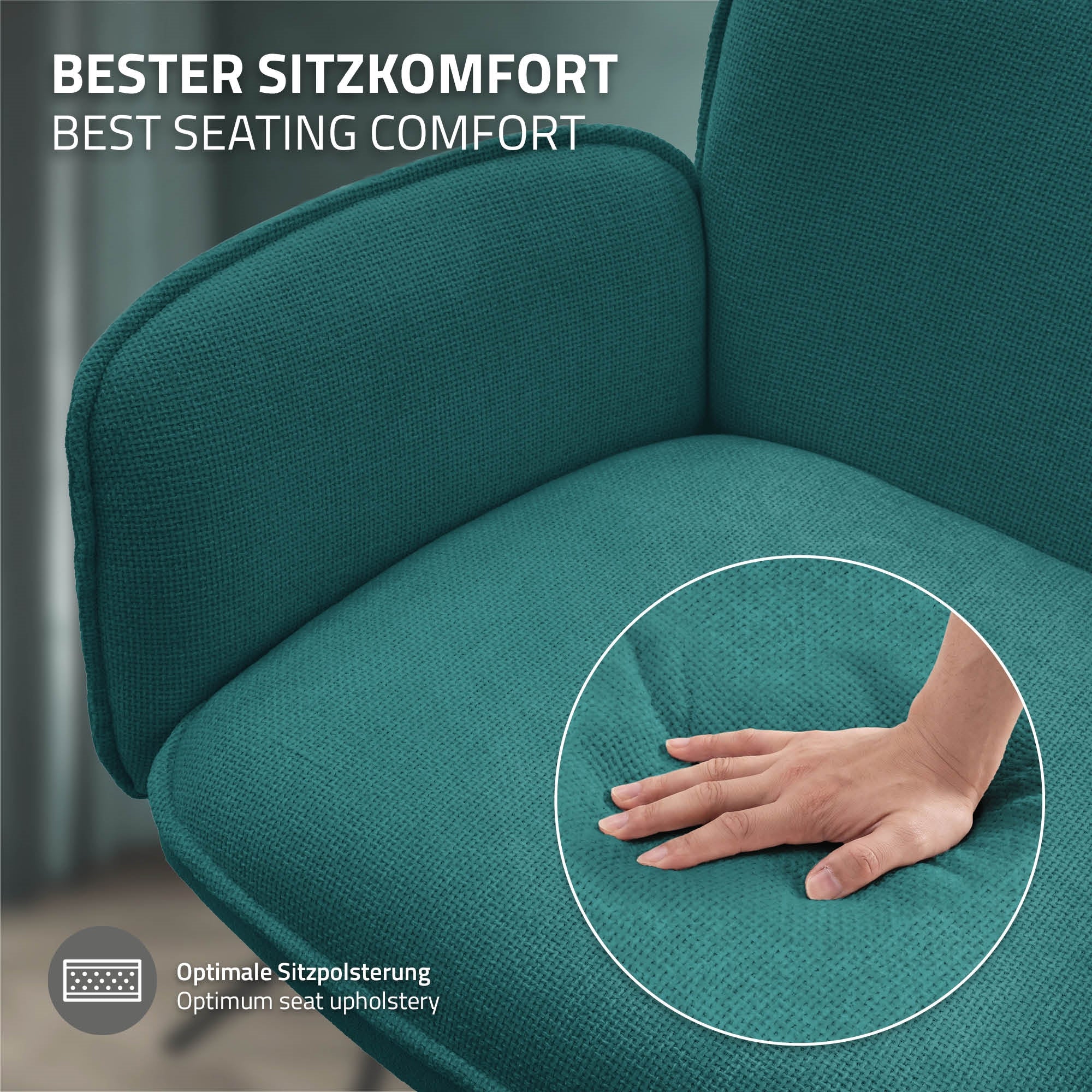 ECD Germany Möbel Chaise Salle à Manger Pétrole Lot 6 Pivotante