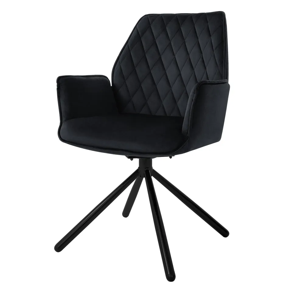 ECD Germany Möbel chaise pivotante velours noir 180°
