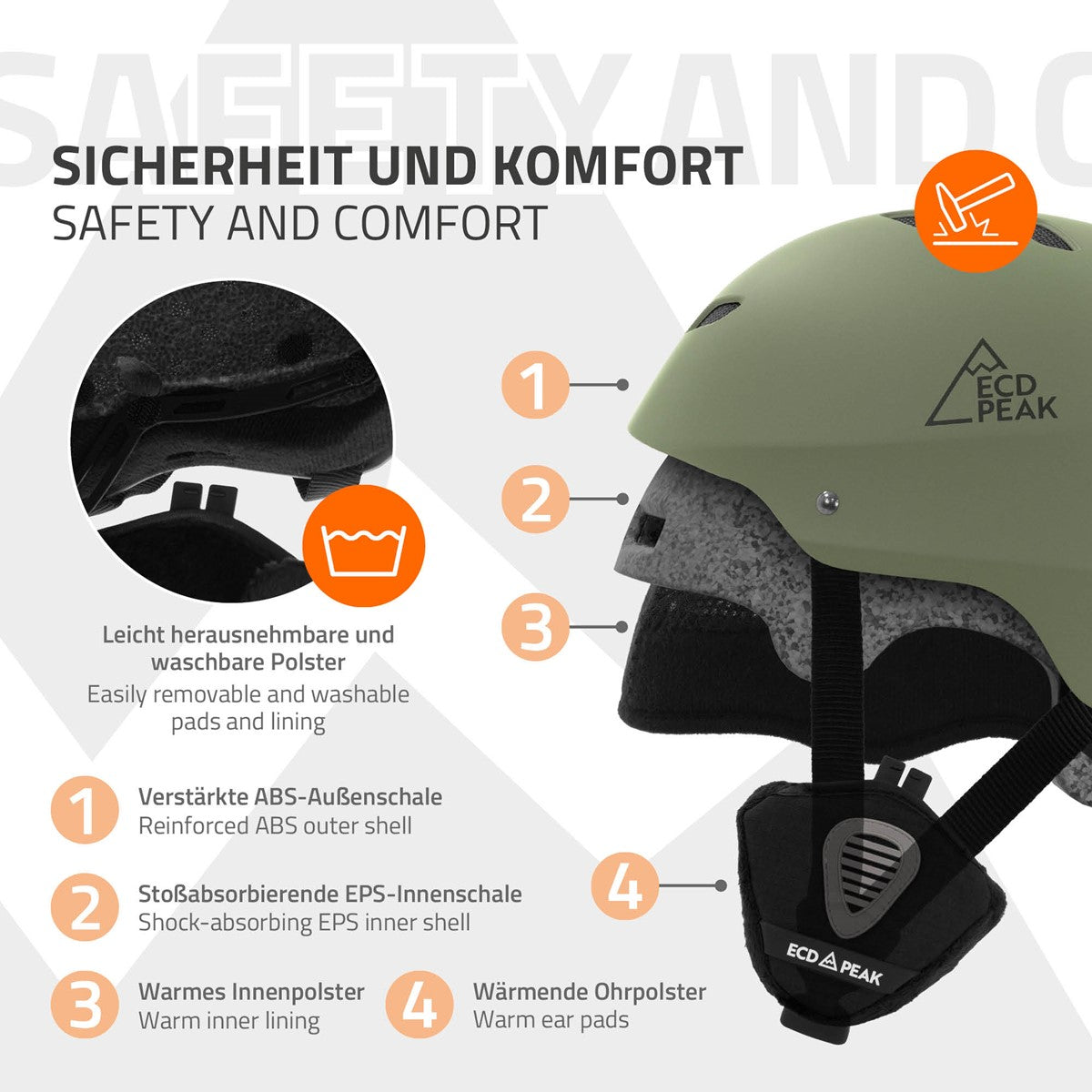 ECD Germany Sport Casque de Ski Vert L 58-61 cm Ventilé