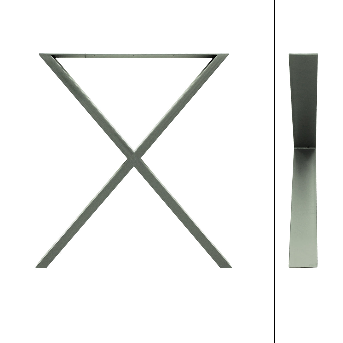 ECD Germany Möbel pieds de table X 60x72 cm gris pierre acier lot 2