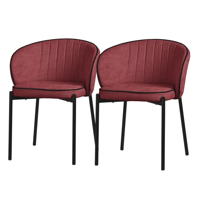 ML-Design lot 2 chaises salle à manger rouges avec accoudoirs