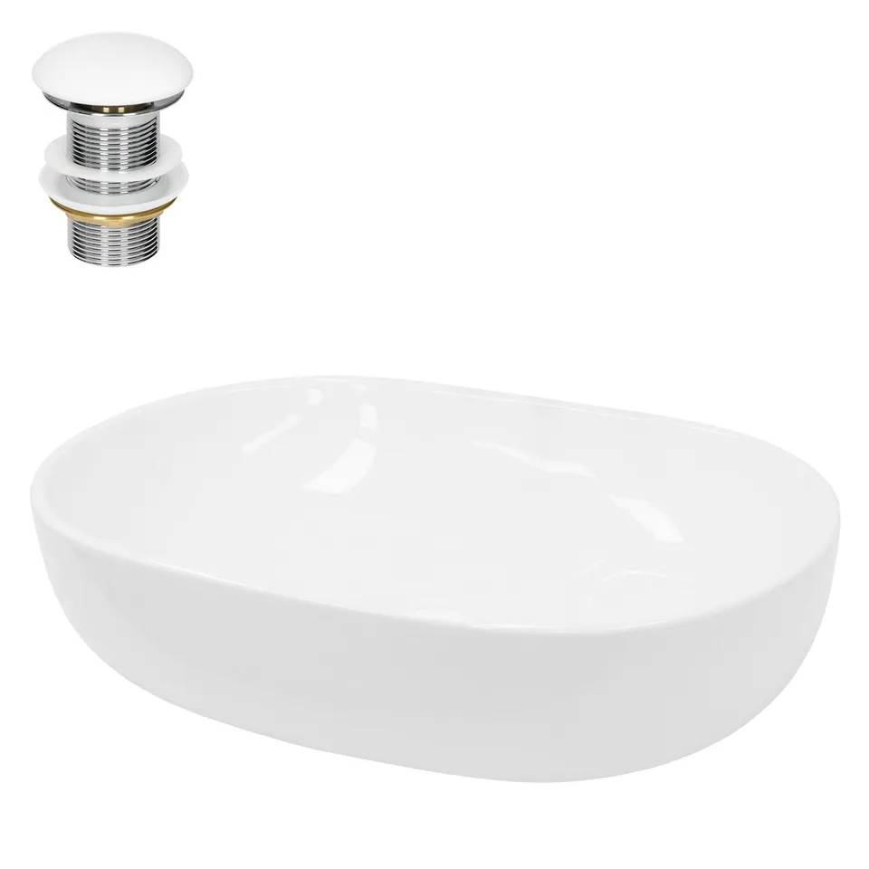 ECD Germany LuxeBath vasque à poser blanche 60 cm céramique