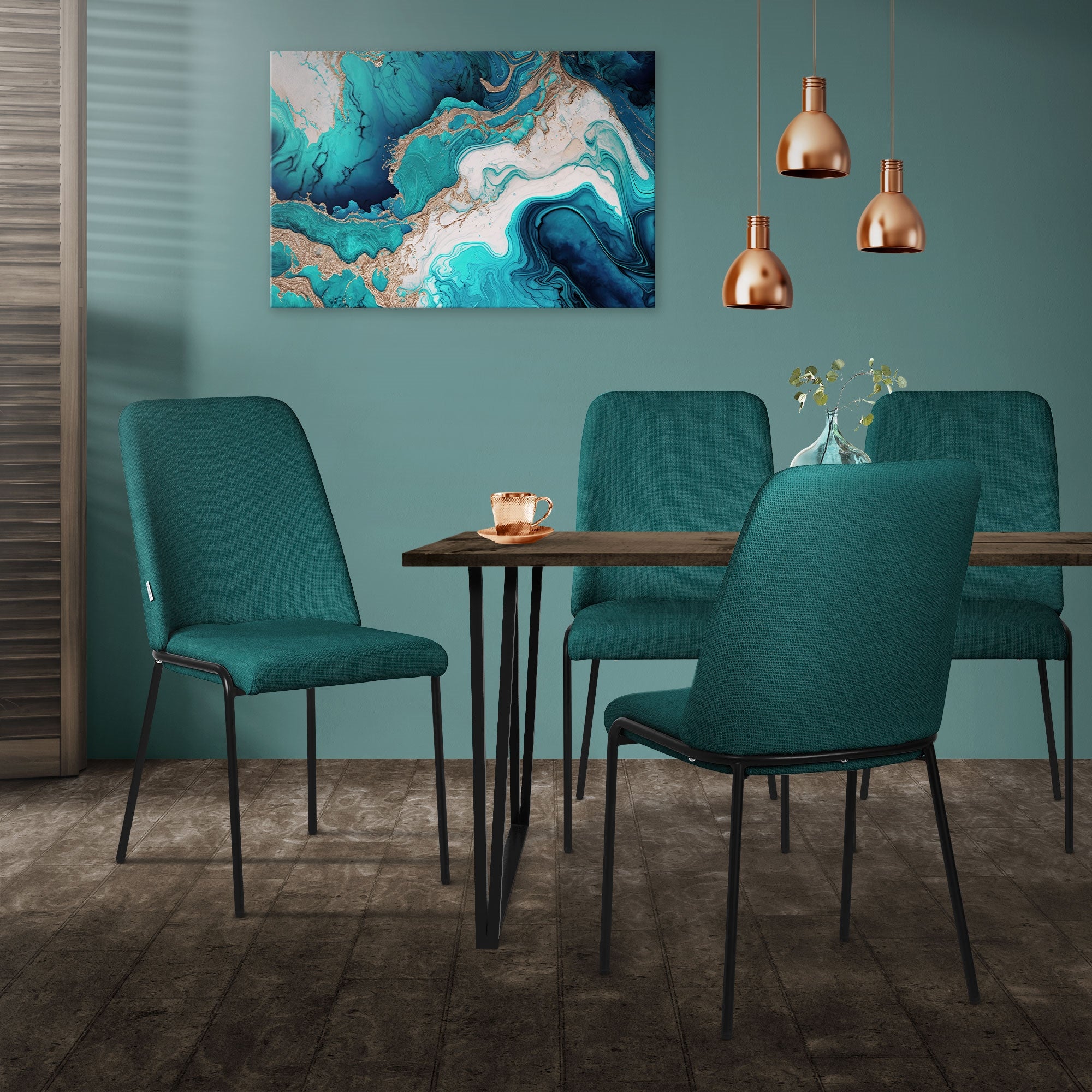 ECD Germany ML-Design chaise pétrole lot 2 rembourrée