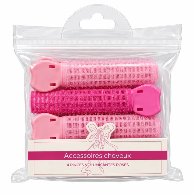 Stokomani Lot 4 pinces volumisantes roses cheveux