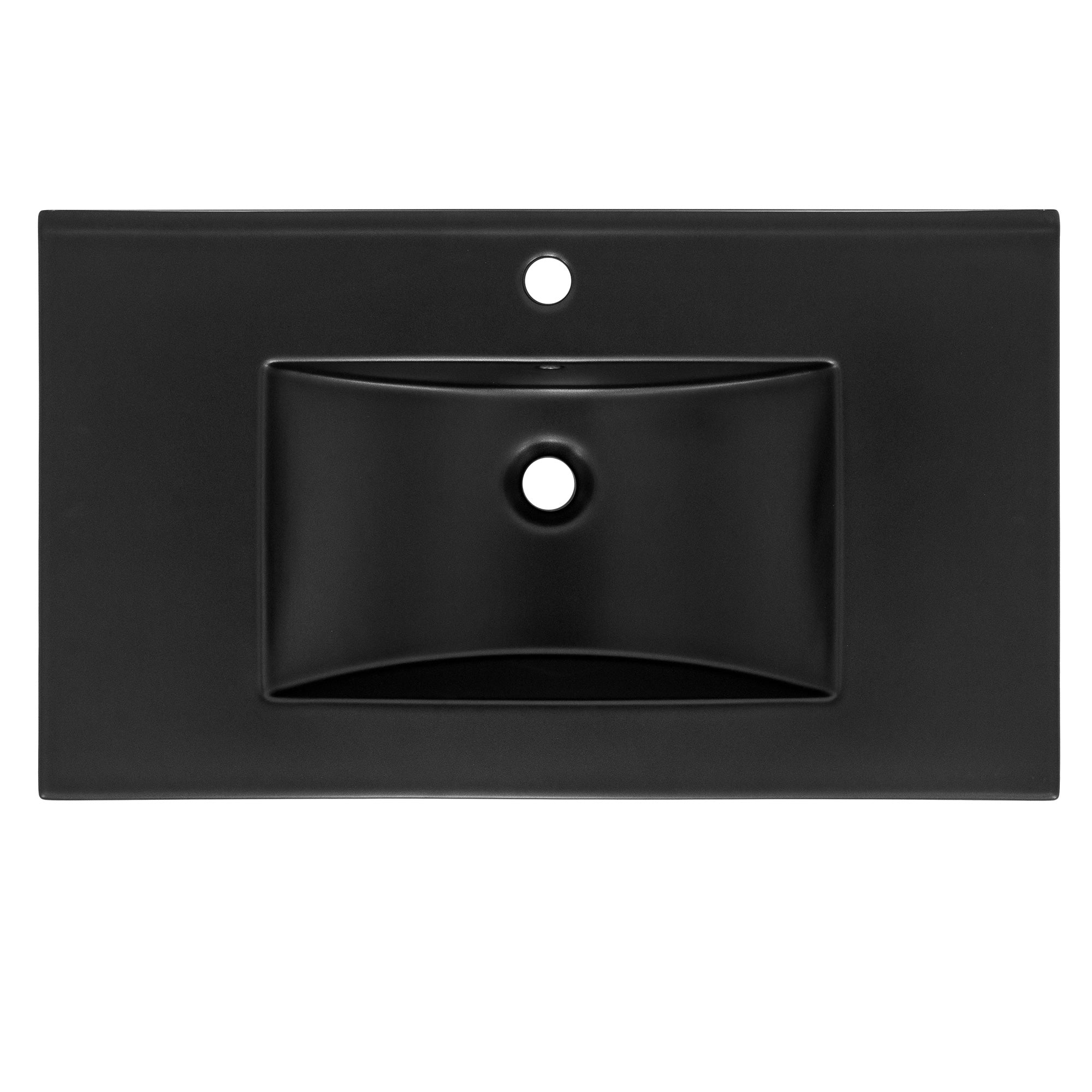 ECD Germany Sanitär lavabo encastrable 81x47 noir mat céramique bonde