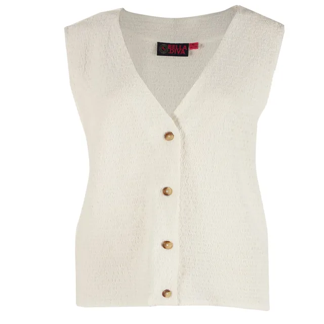 Stokomani Mode Veste sans manche blanc femme XL