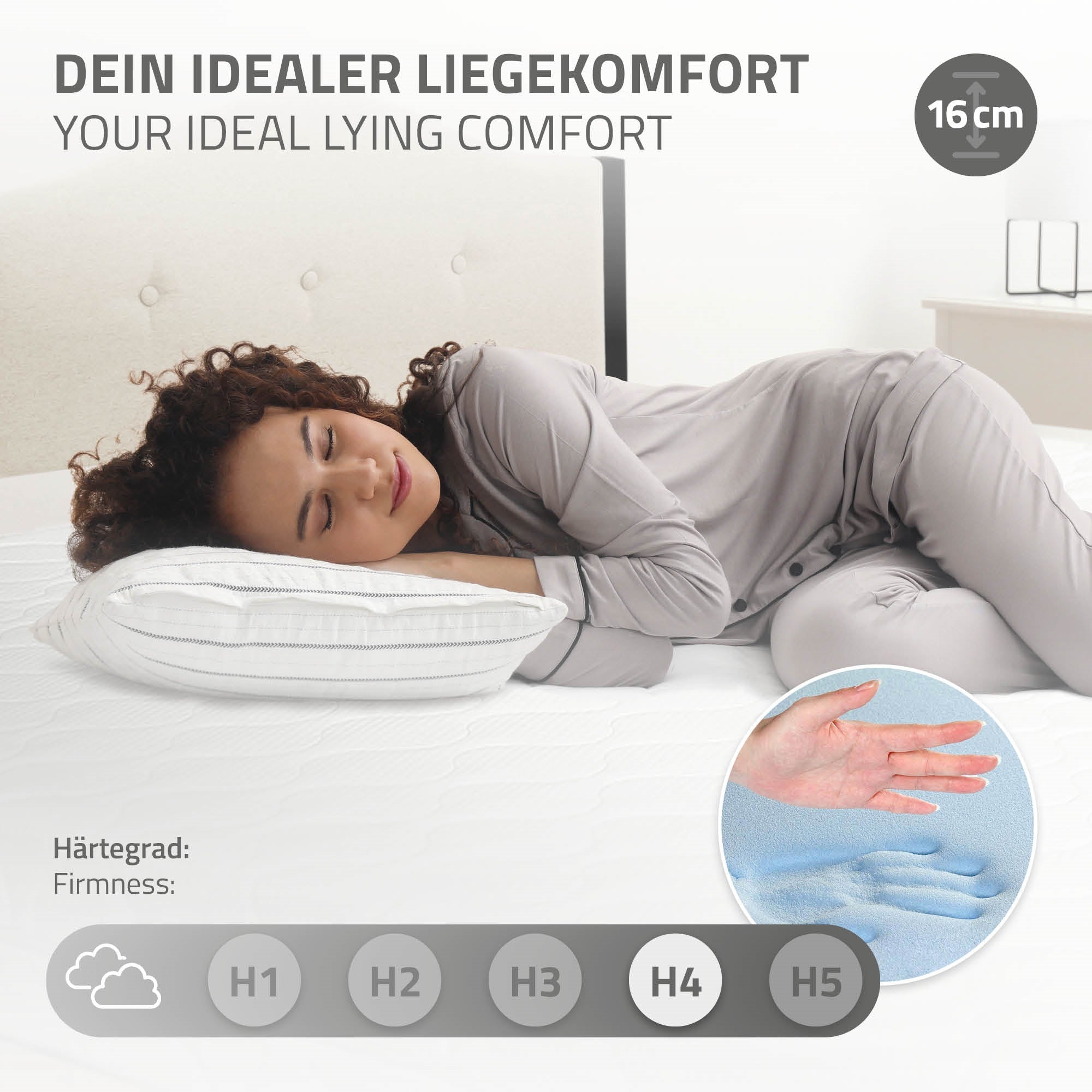 ECD Germany Möbel lit rembourré 90x200 cm beige avec matelas
