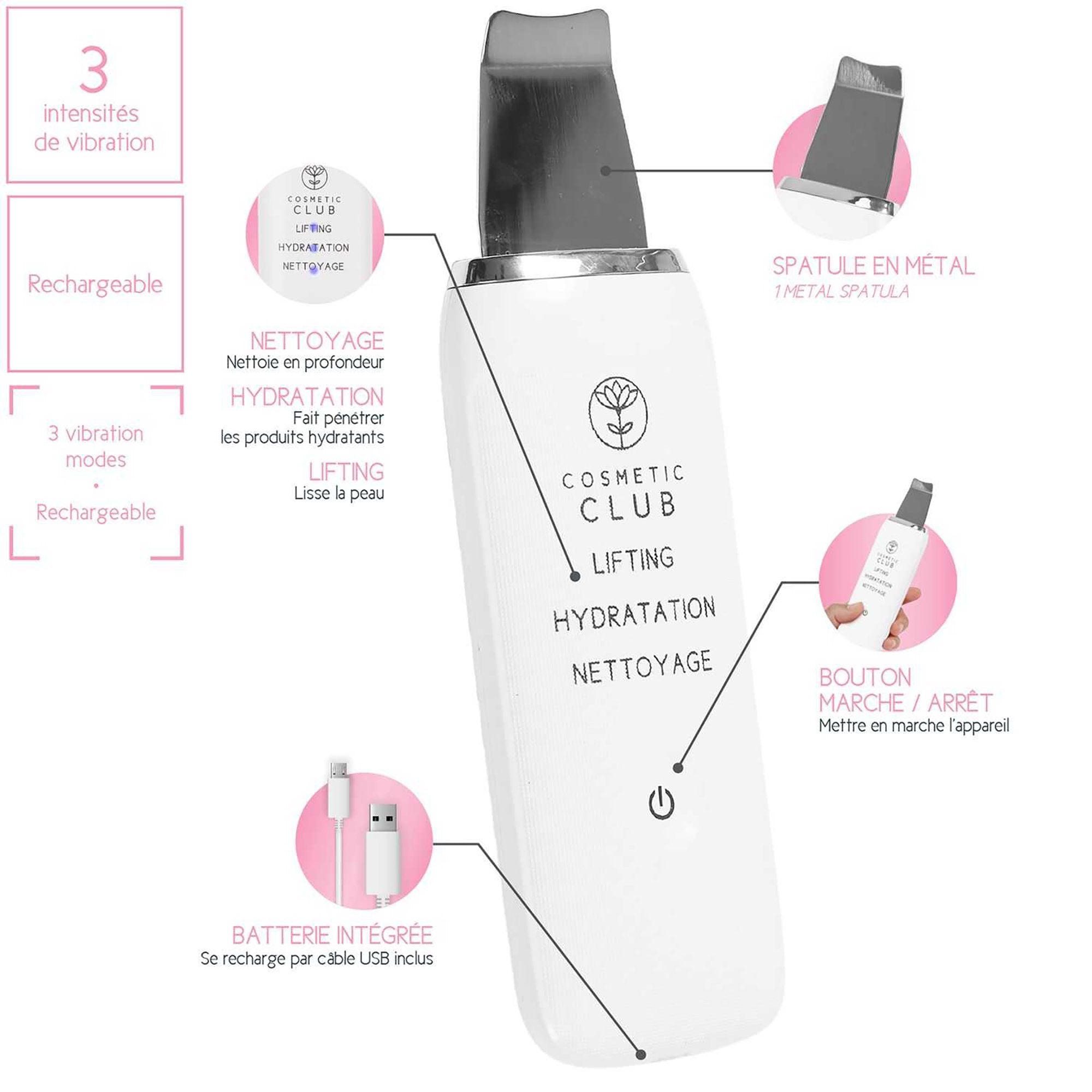 Stokomani Beauté Spatule visage ultrasons nettoyage hydratation