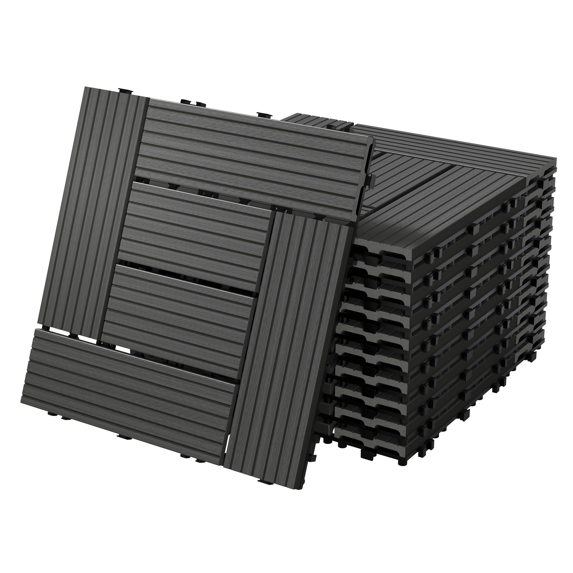 ECD Germany Garten Dalle terrasse WPC 30x30 cm Marron clair 11 pcs