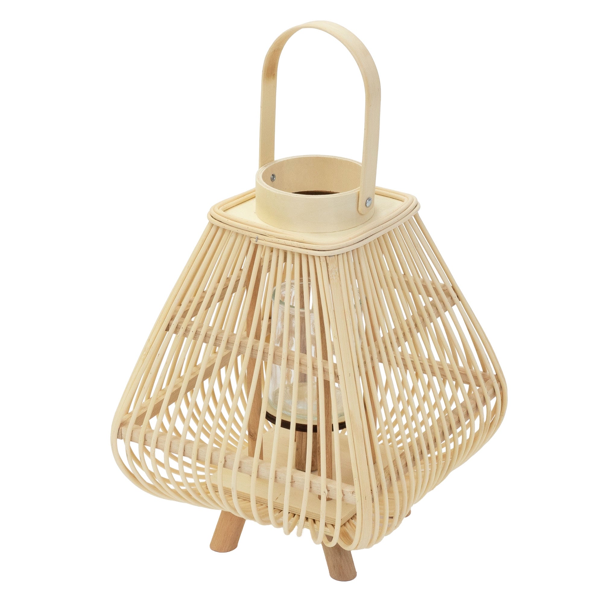ECD Germany Garten lanterne bambou 45,5 cm photophore verre