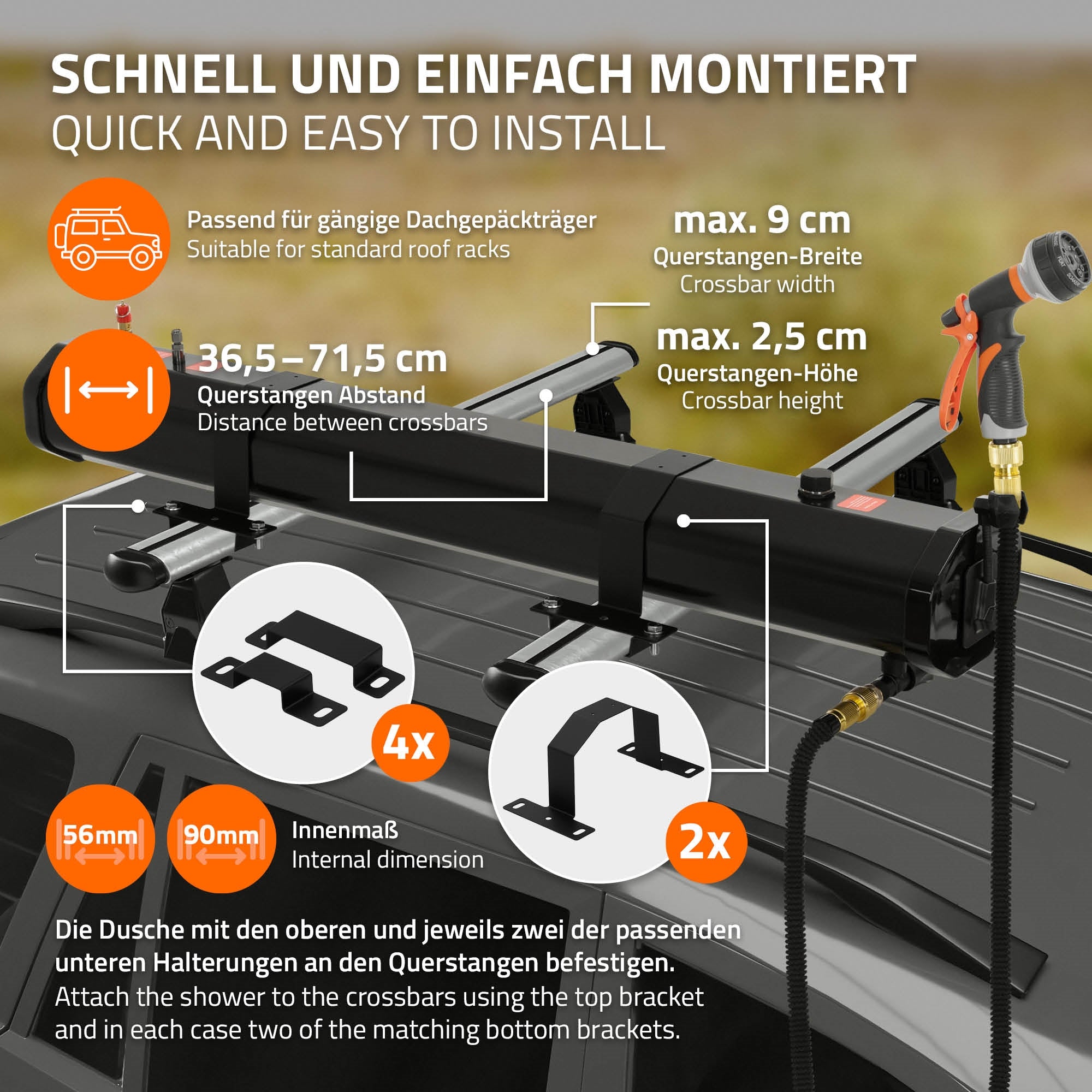 ECD Germany Sport douche solaire camping 20 L toit auto pression