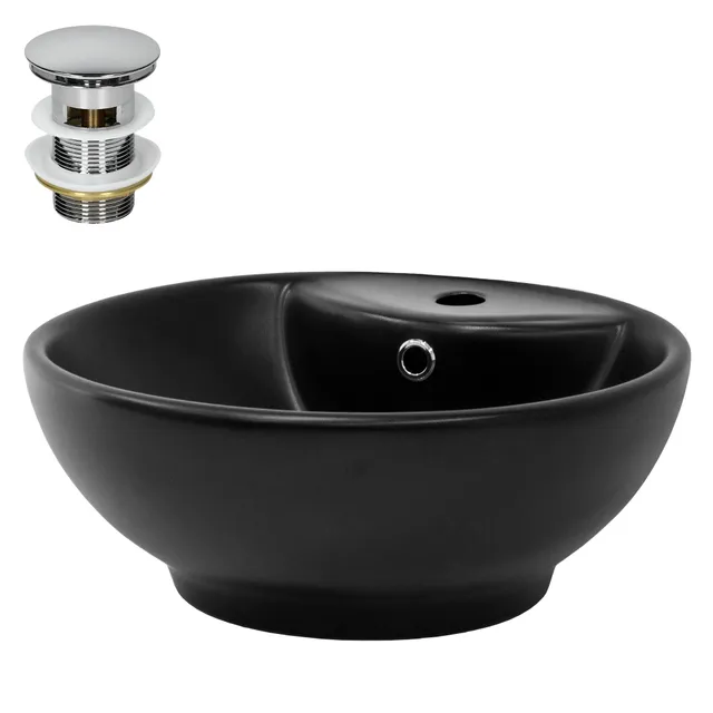 ECD Germany ML-Design vasque ronde noire 45,5 cm + bonde