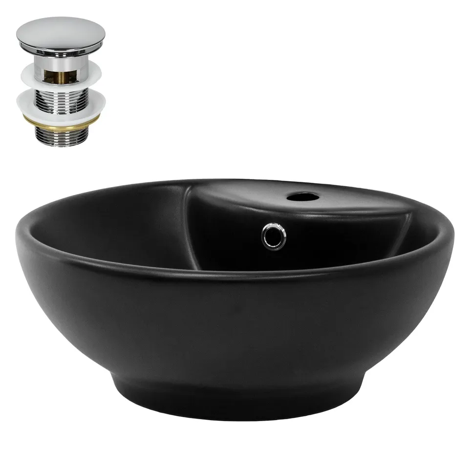 ECD Germany ML-Design vasque ronde noire 45,5 cm + bonde