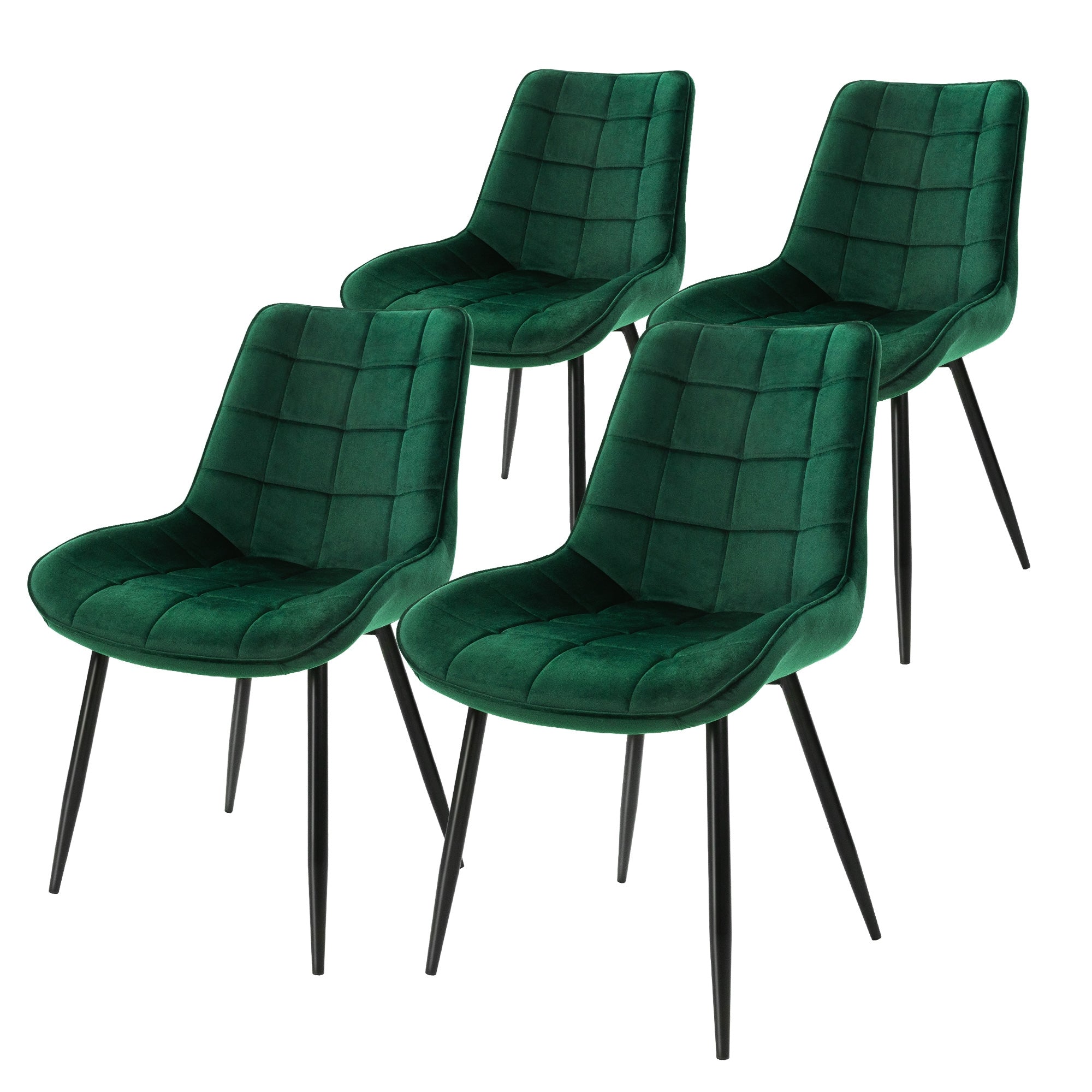 ECD Germany ML-Design lot 4 chaises salle à manger velours vert