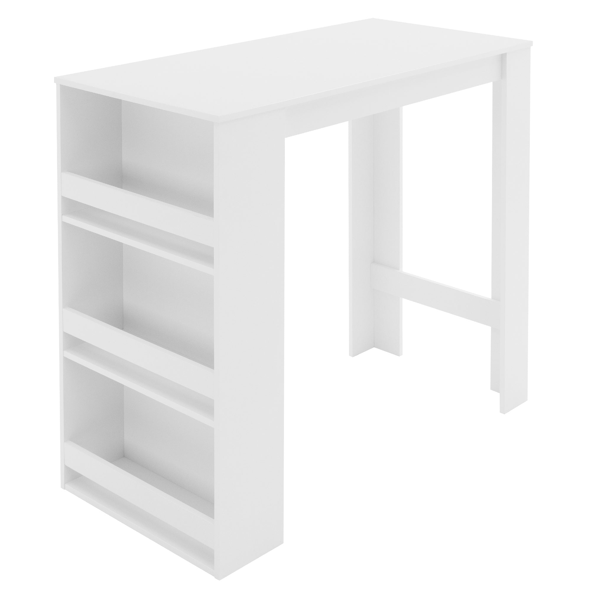 ML-Design table bar blanche 117cm bois 3 étagères
