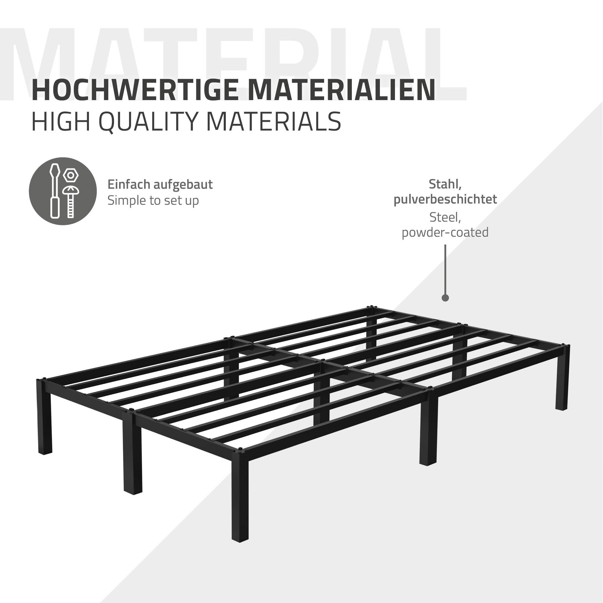 ML-Design lit métal noir 120x200 cm avec sommier à lattes