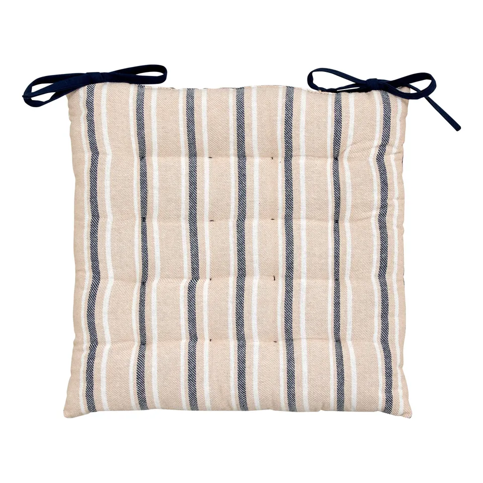 Stokomani Maison galette de chaise rayures bleues 38x38 cm