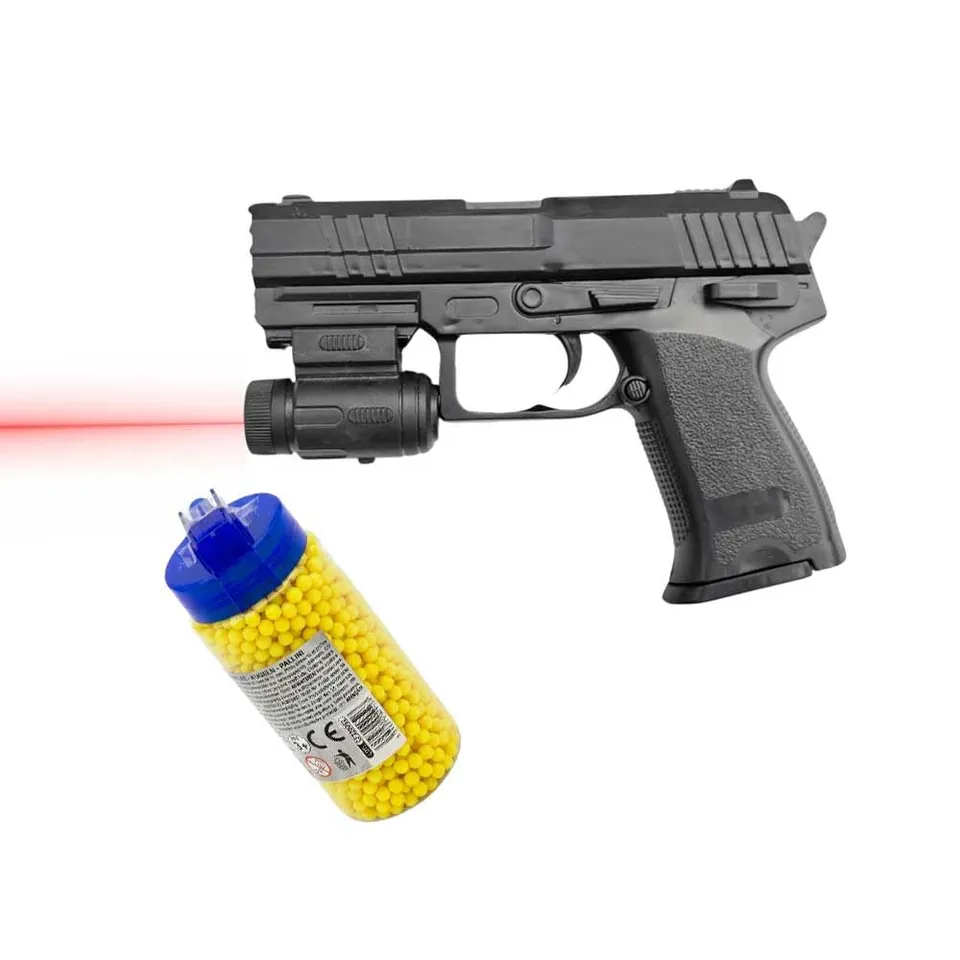 Shop-Story Loisirs Pistolet à Billes 15 cm Laser + 2000 billes