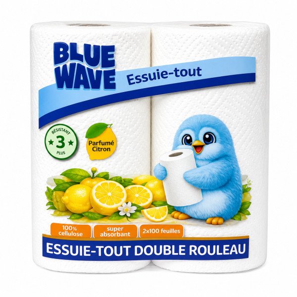 Stokomani Maison 2 rouleaux essuie-tout citron 3 plis