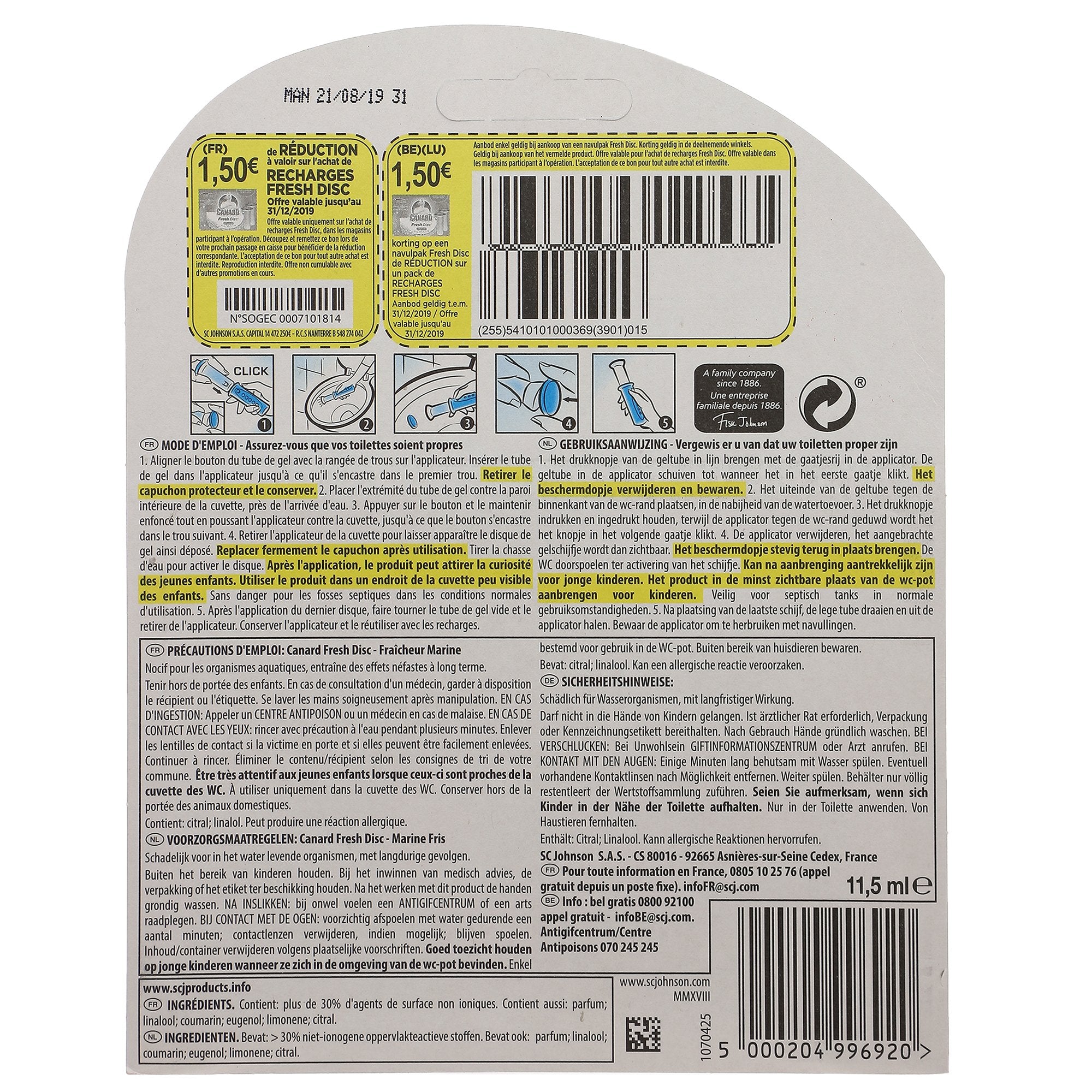 Canard Fresh Disc applicateur disques WC marine désinfectant