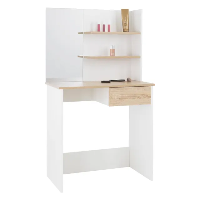 ECD Germany coiffeuse blanche 75x40x135 miroir tiroir maquillage