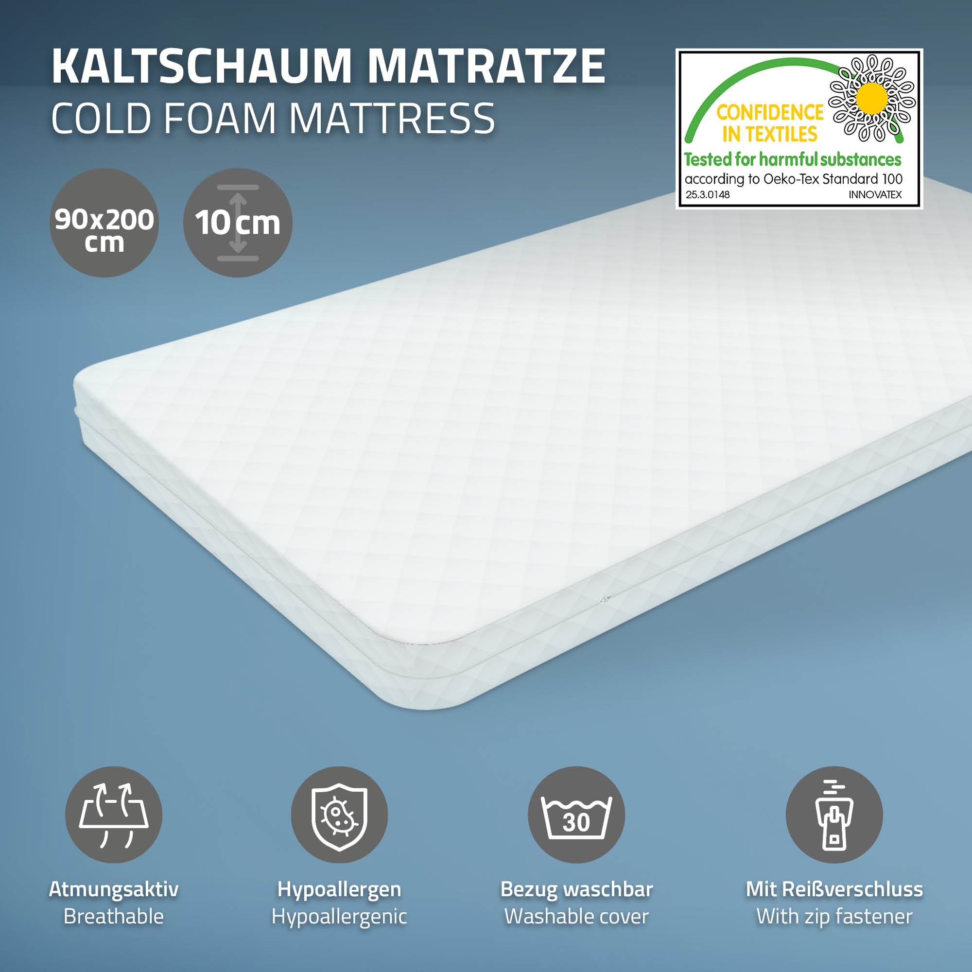 ML-Design Lit cabane enfant 90x200 blanc avec matelas 10 cm