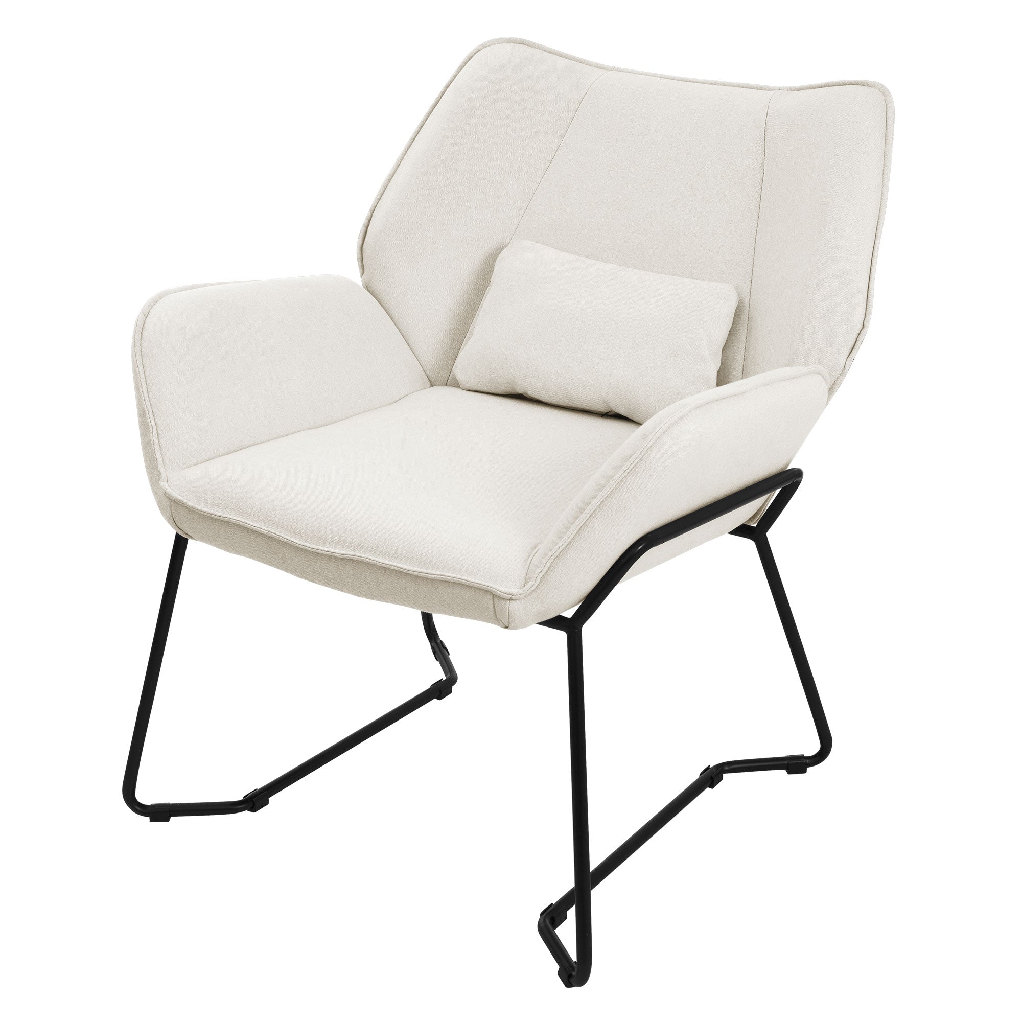 ML-Design Fauteuil détente beige lin accoudoirs + coussin