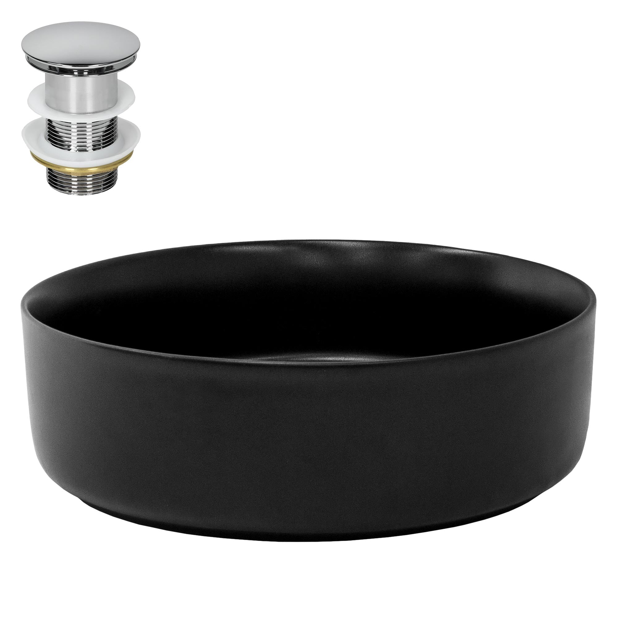 LuxeBath vasque ronde céramique noir 355 mm à poser