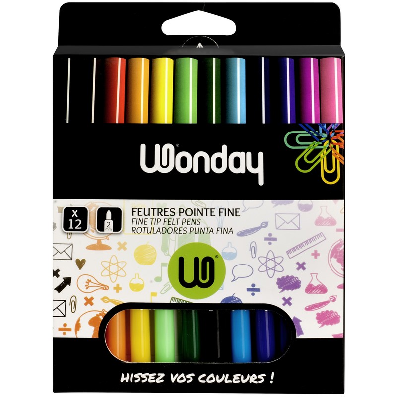 Safe Tool Boîte 12 feutres pointe fine couleurs